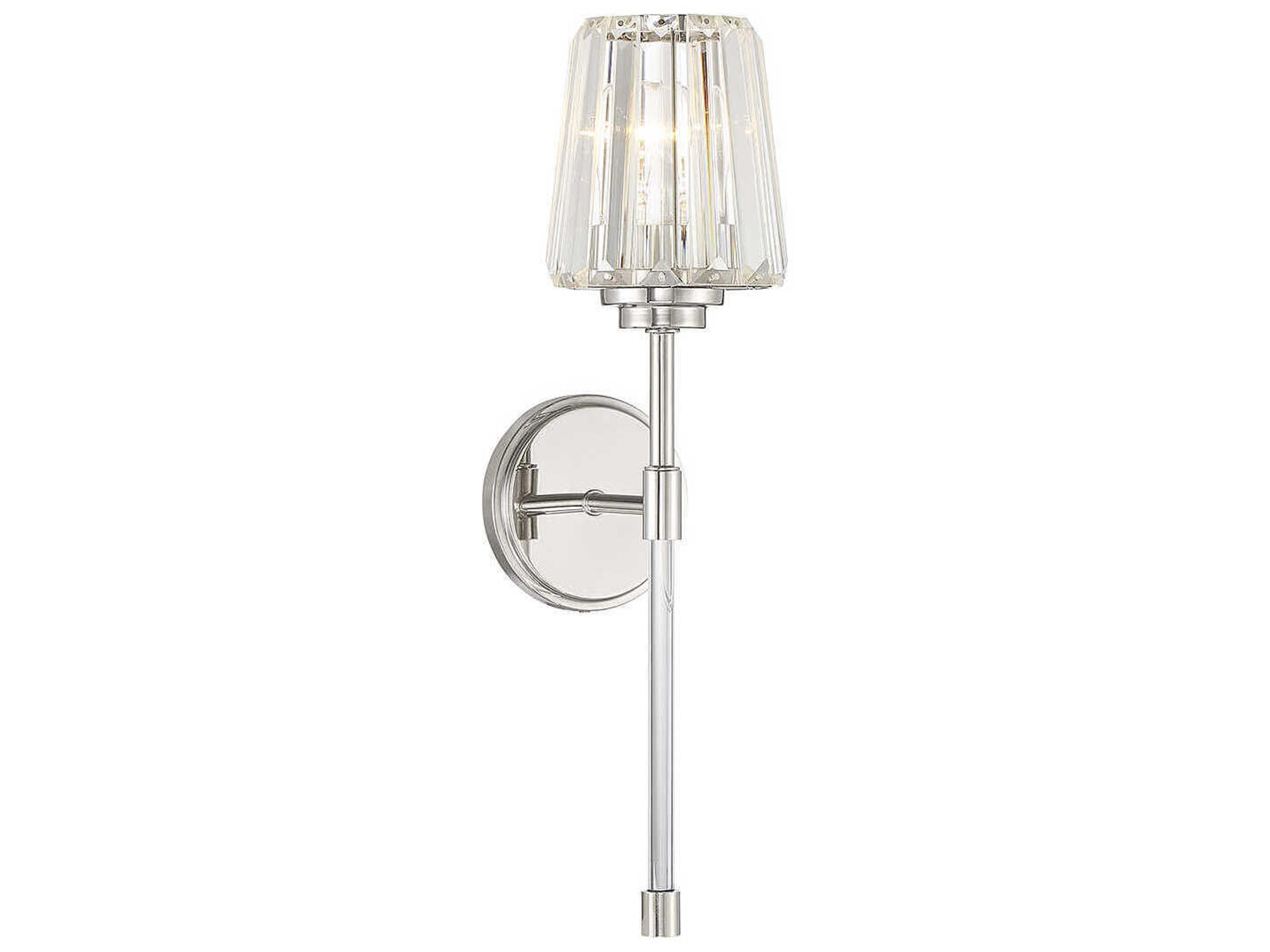 Garnet 1-Light Polished Nickel Chrome Crystal Wall Sconce