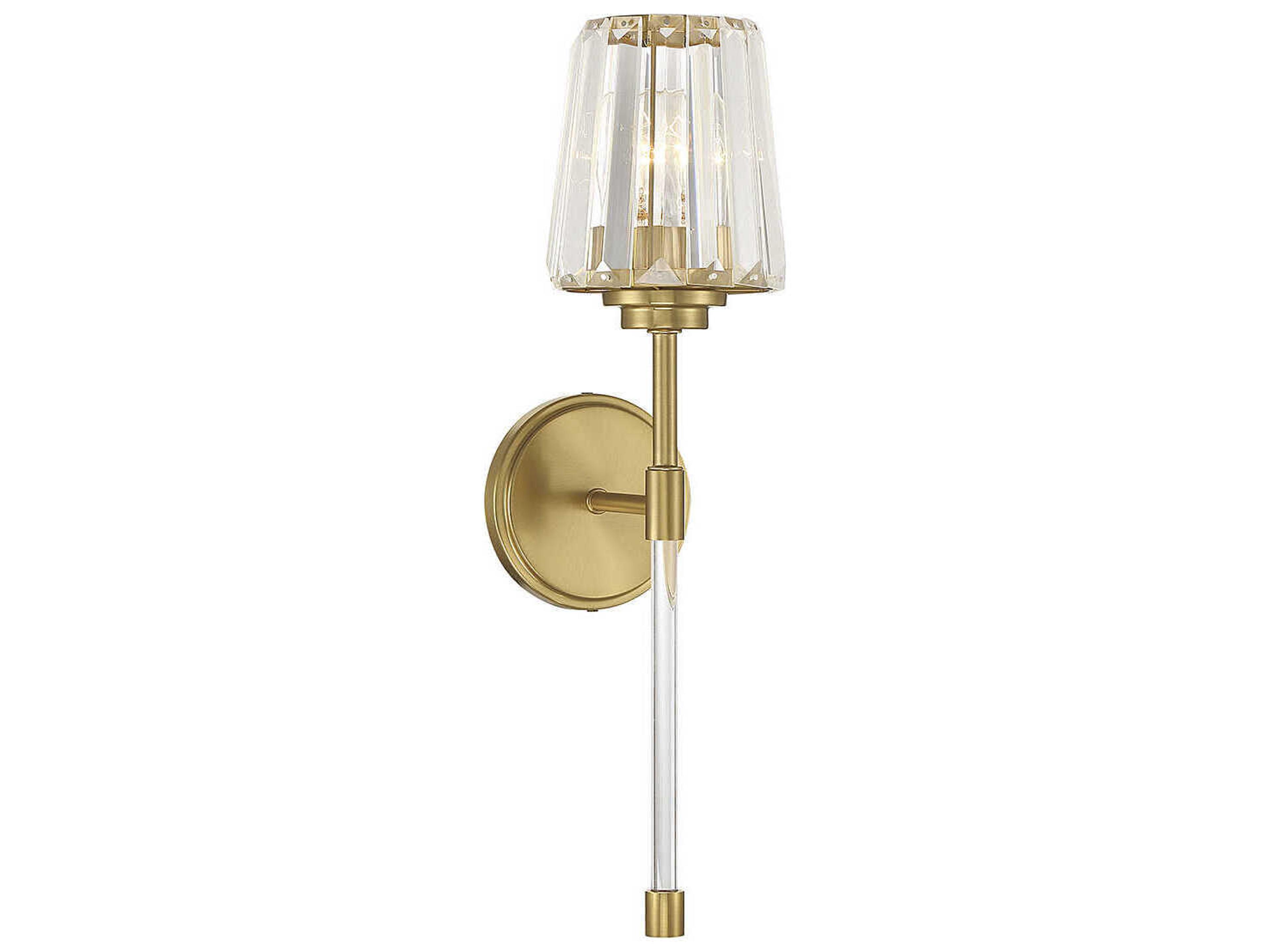 Garnet 1-Light Warm Brass Crystal Wall Sconce