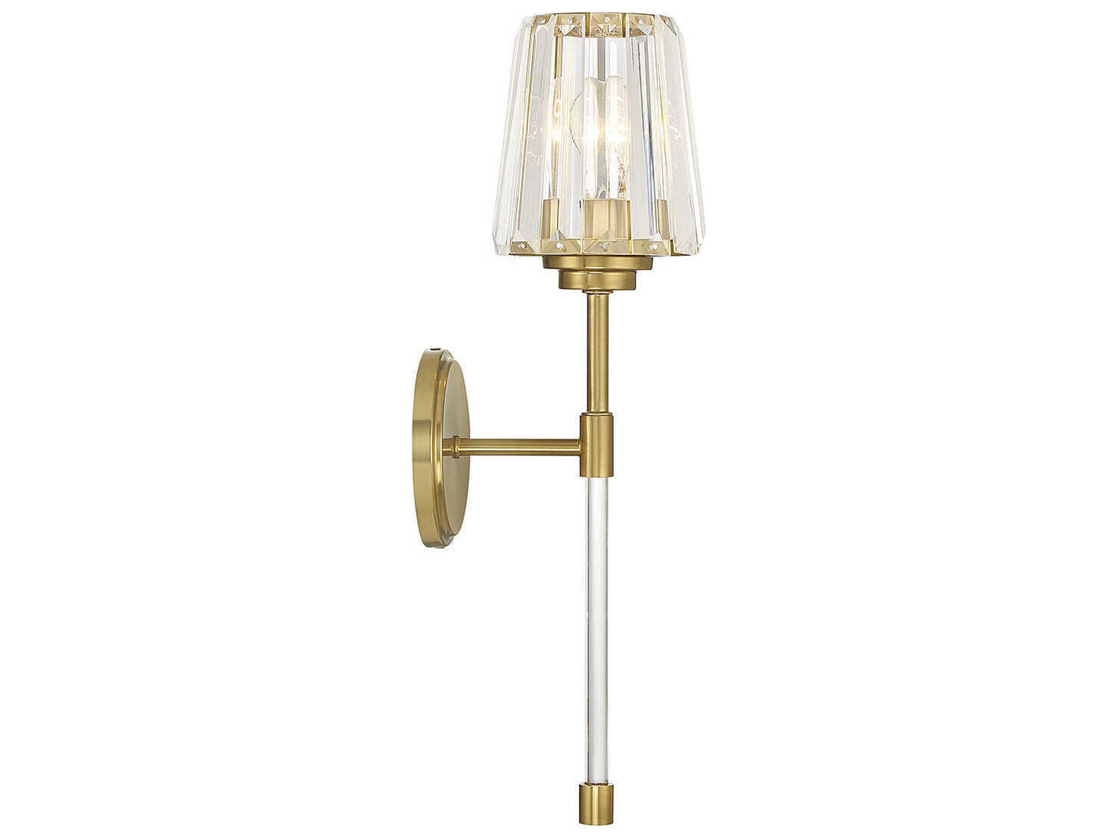 Savoy House Garnet 1-Light Warm Brass Crystal Wall Sconce