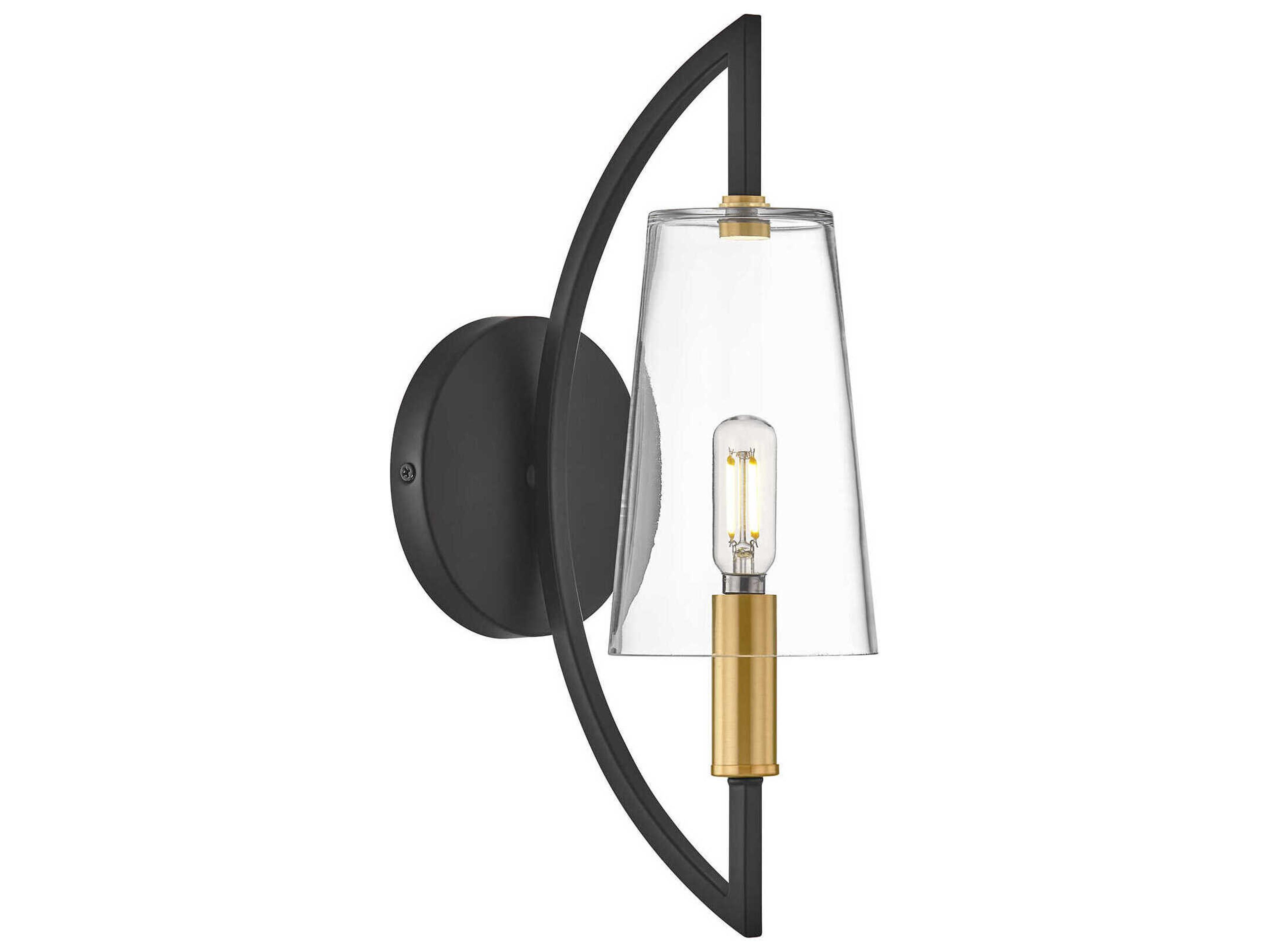Hanley 1-Light Matte Black And Warm Brass Wall Sconce