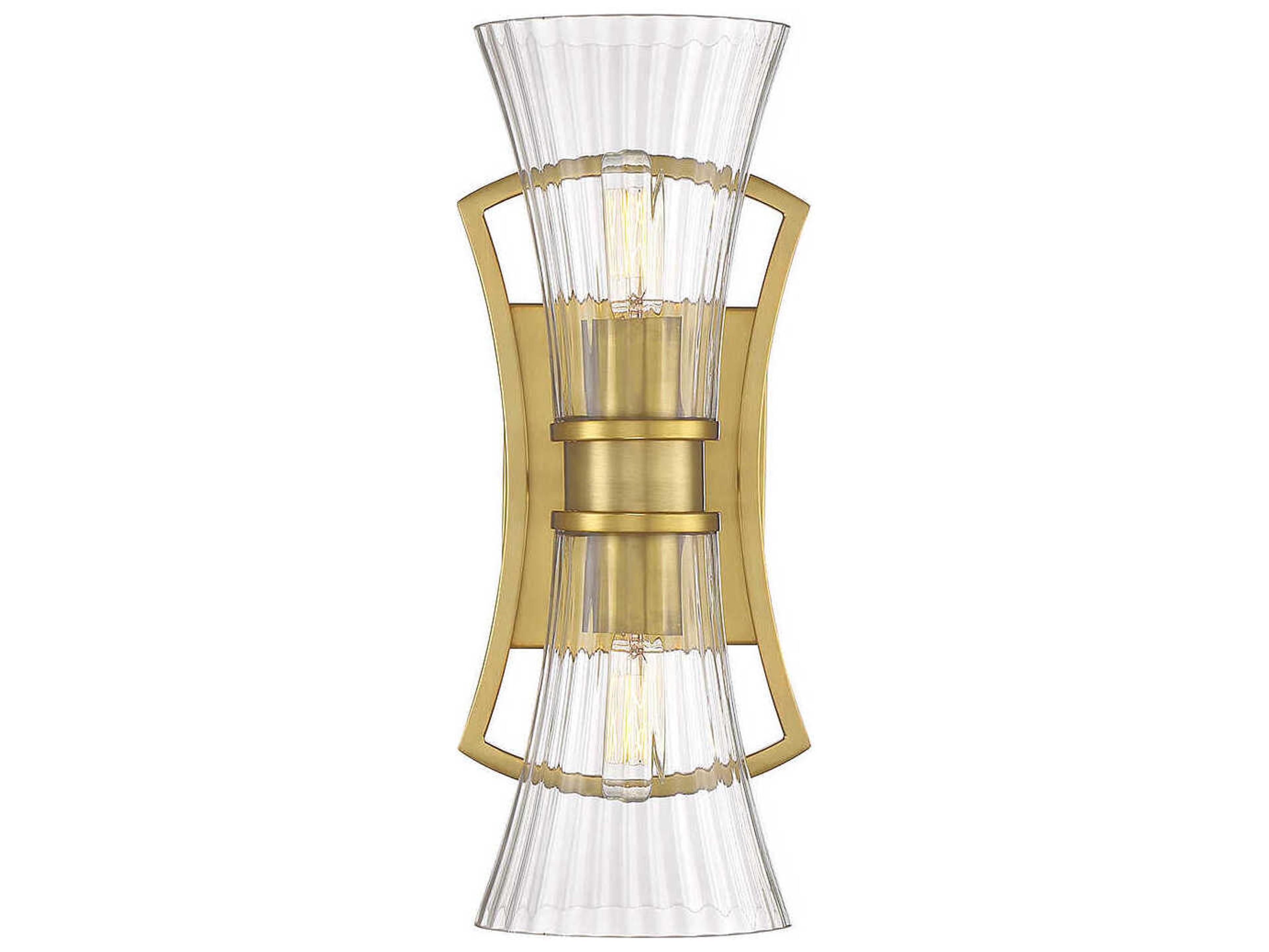 Savoy House Bennington 2-Light Warm Brass Glass Wall Sconce