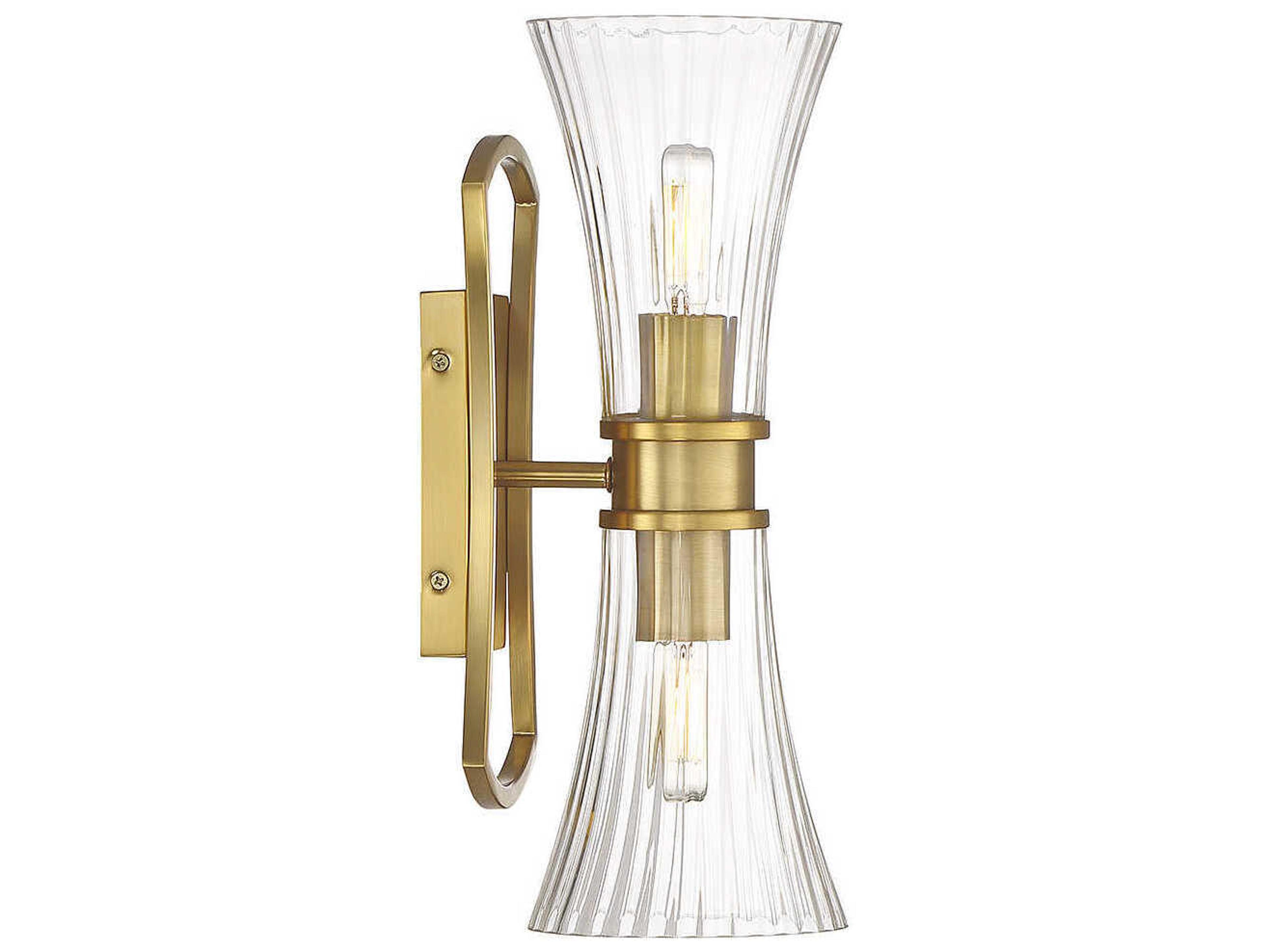 Savoy House Bennington 2-Light Warm Brass Glass Wall Sconce