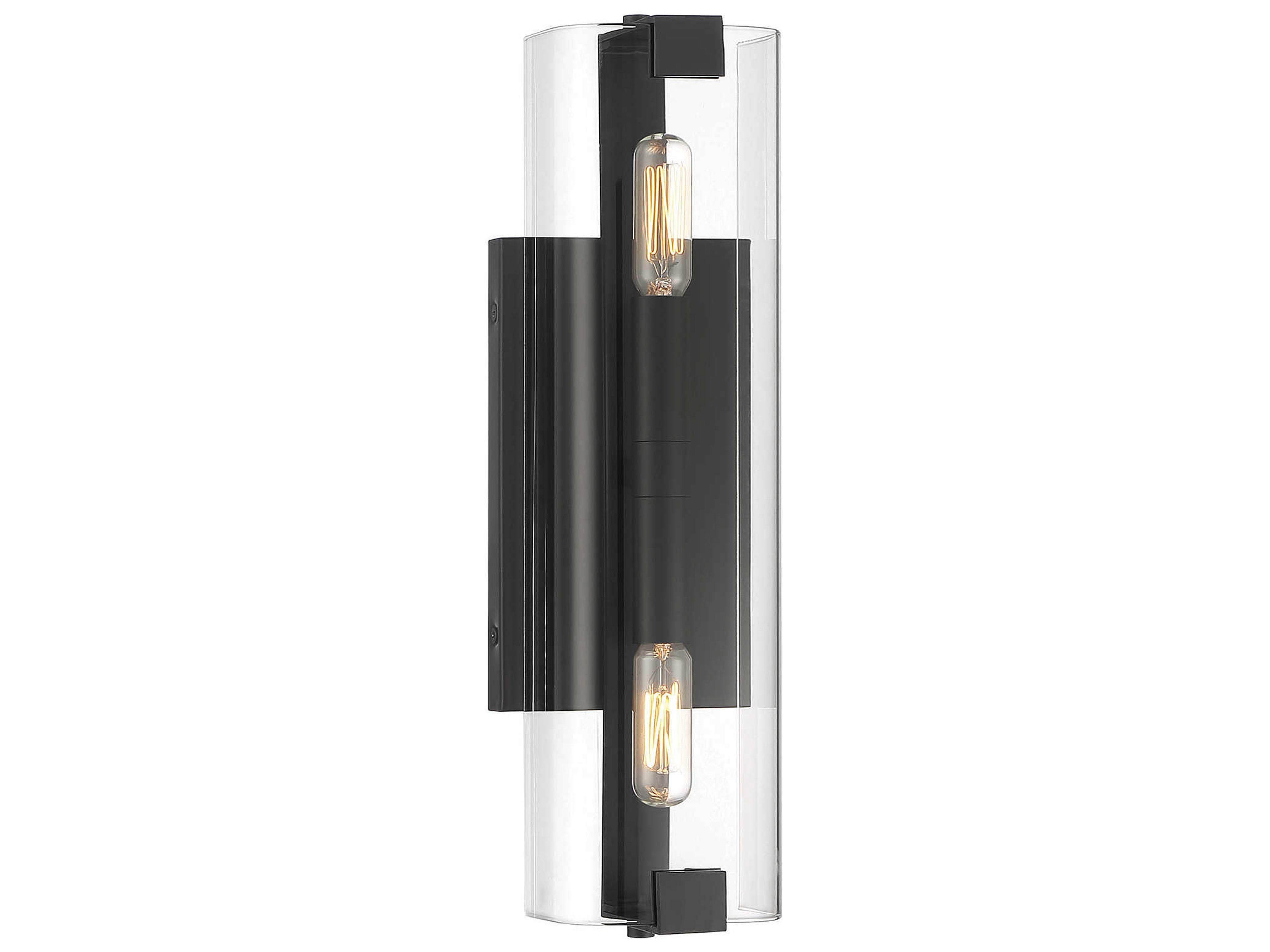 Savoy House Winfield 2-Light Matte Black Glass Wall Sconce