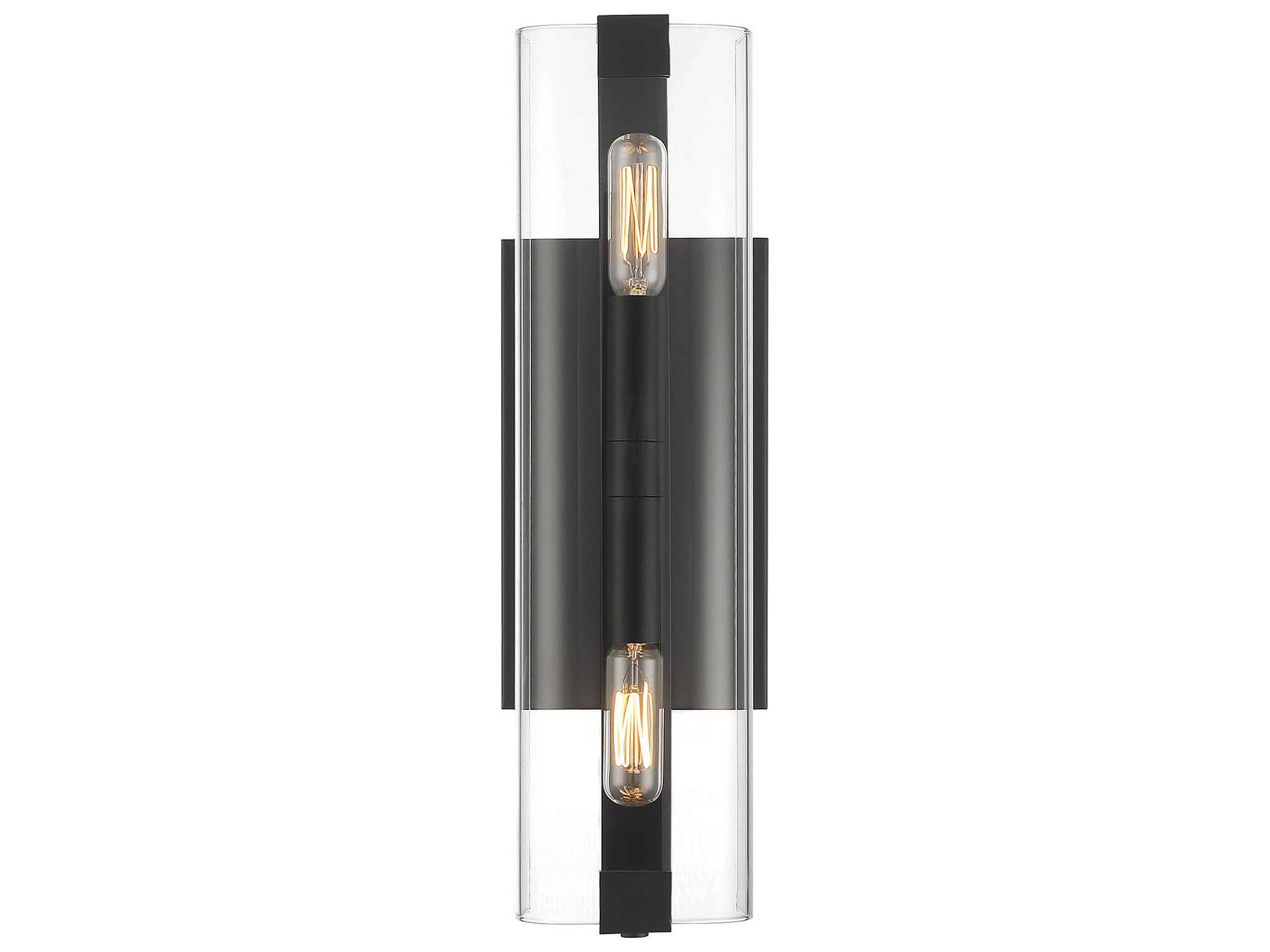 Savoy House Winfield 2-Light Matte Black Glass Wall Sconce