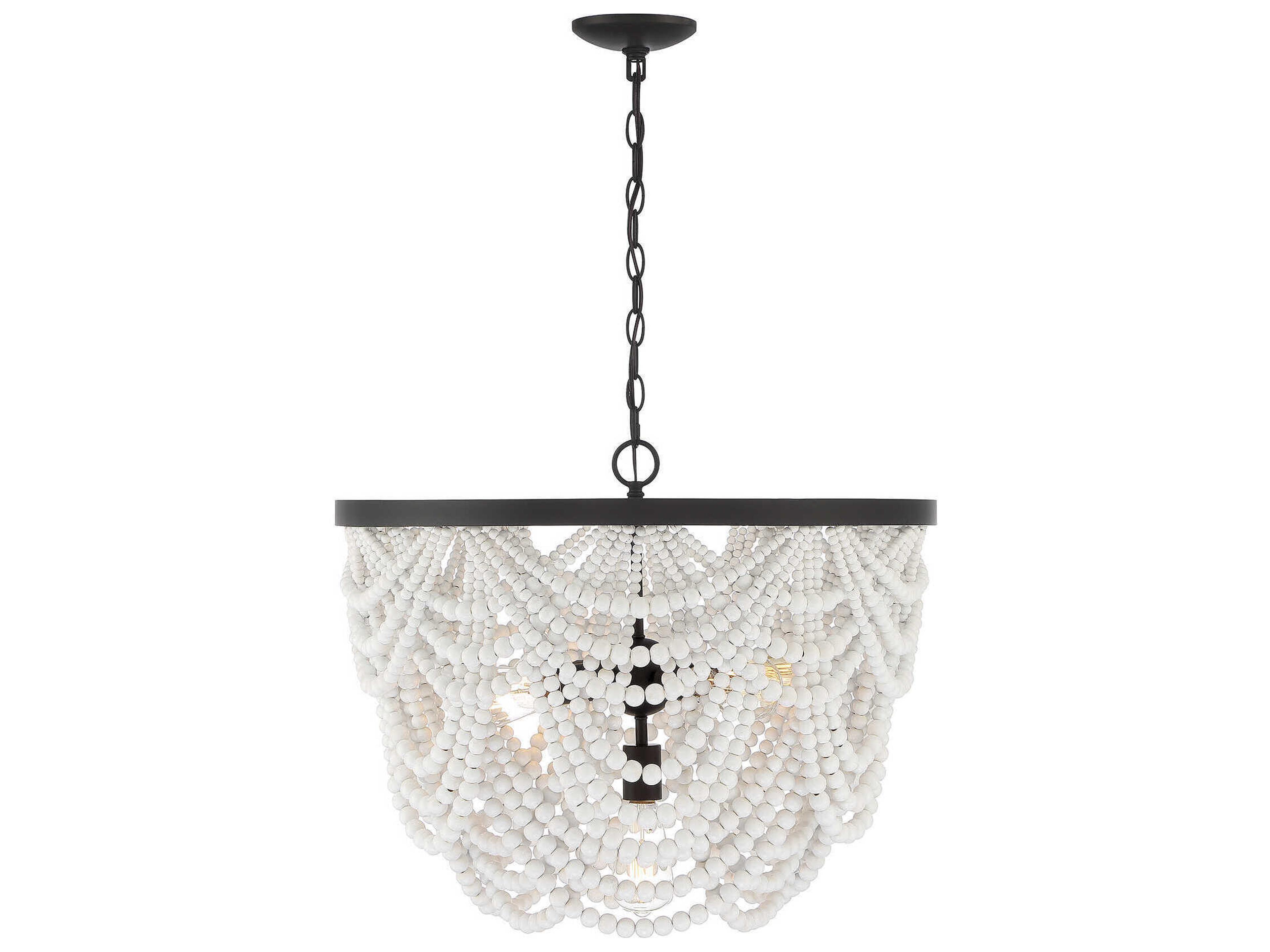 5-Light Meridian Chandelier in Grecian White and Oil Rubbed Bronze