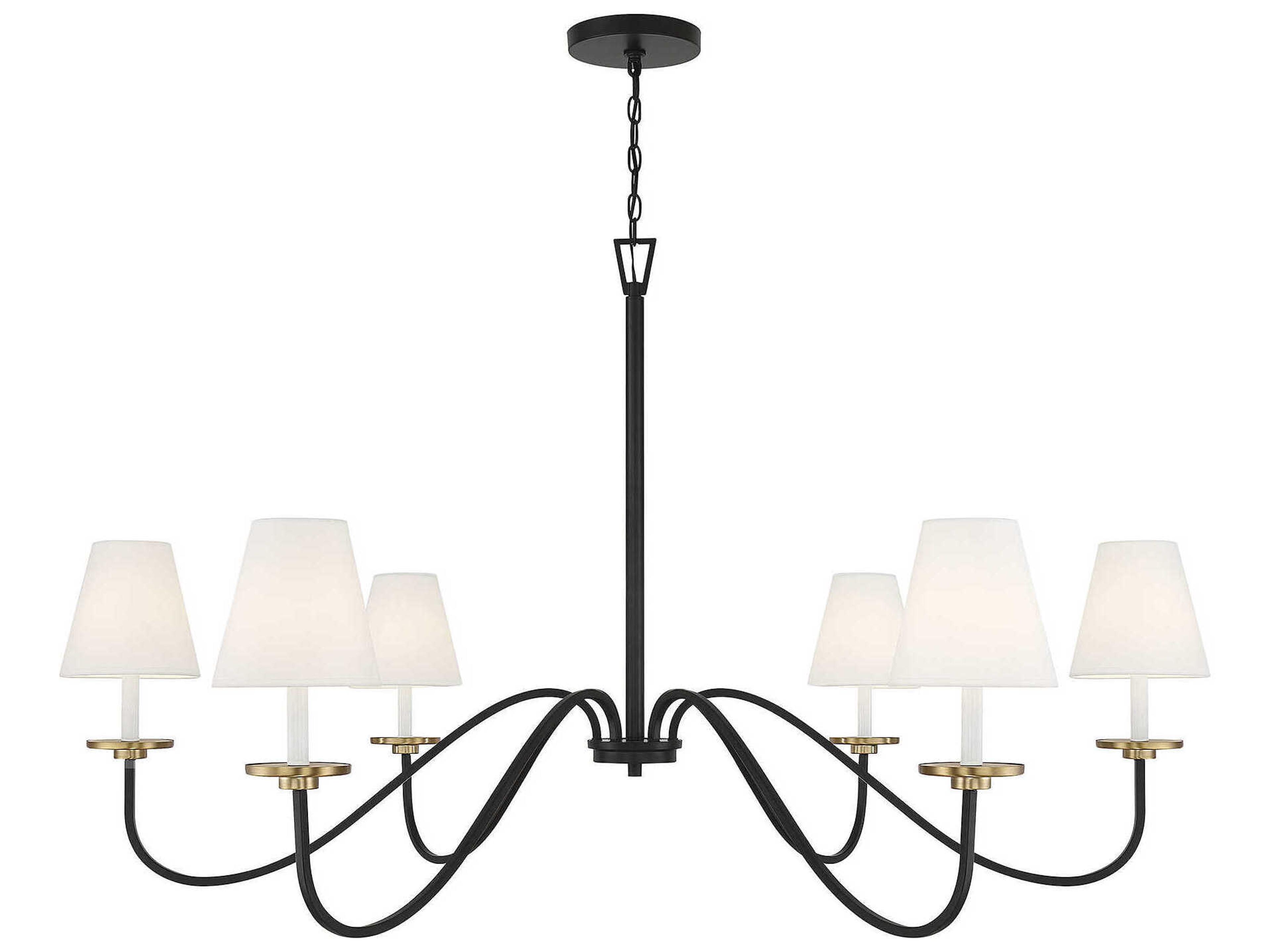 Meridian 6-Light Black Natural Brass Candelabra Empire Chandelier