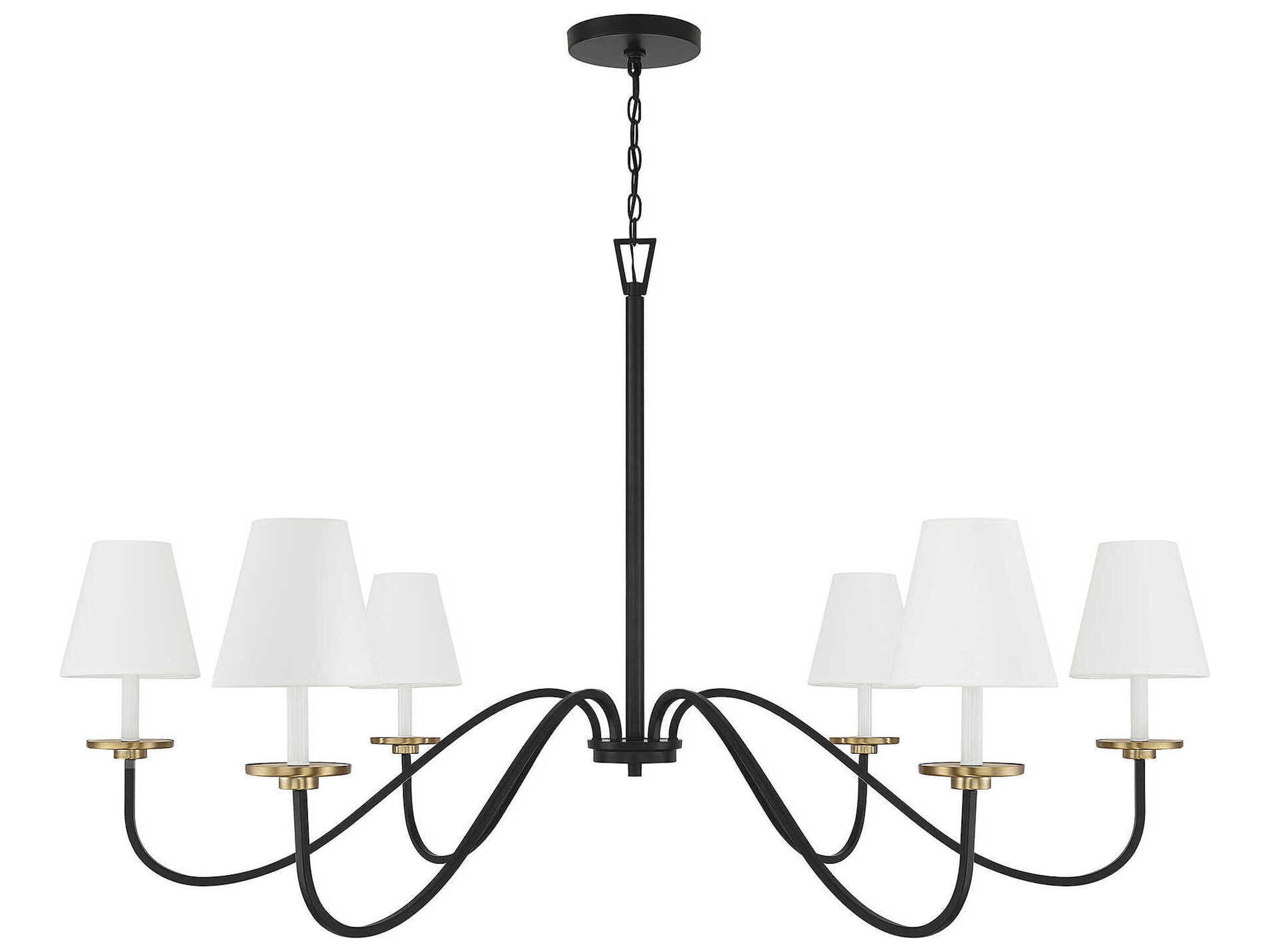 Savoy House Meridian 6-Light Black Natural Brass Candelabra Empire Chandelier