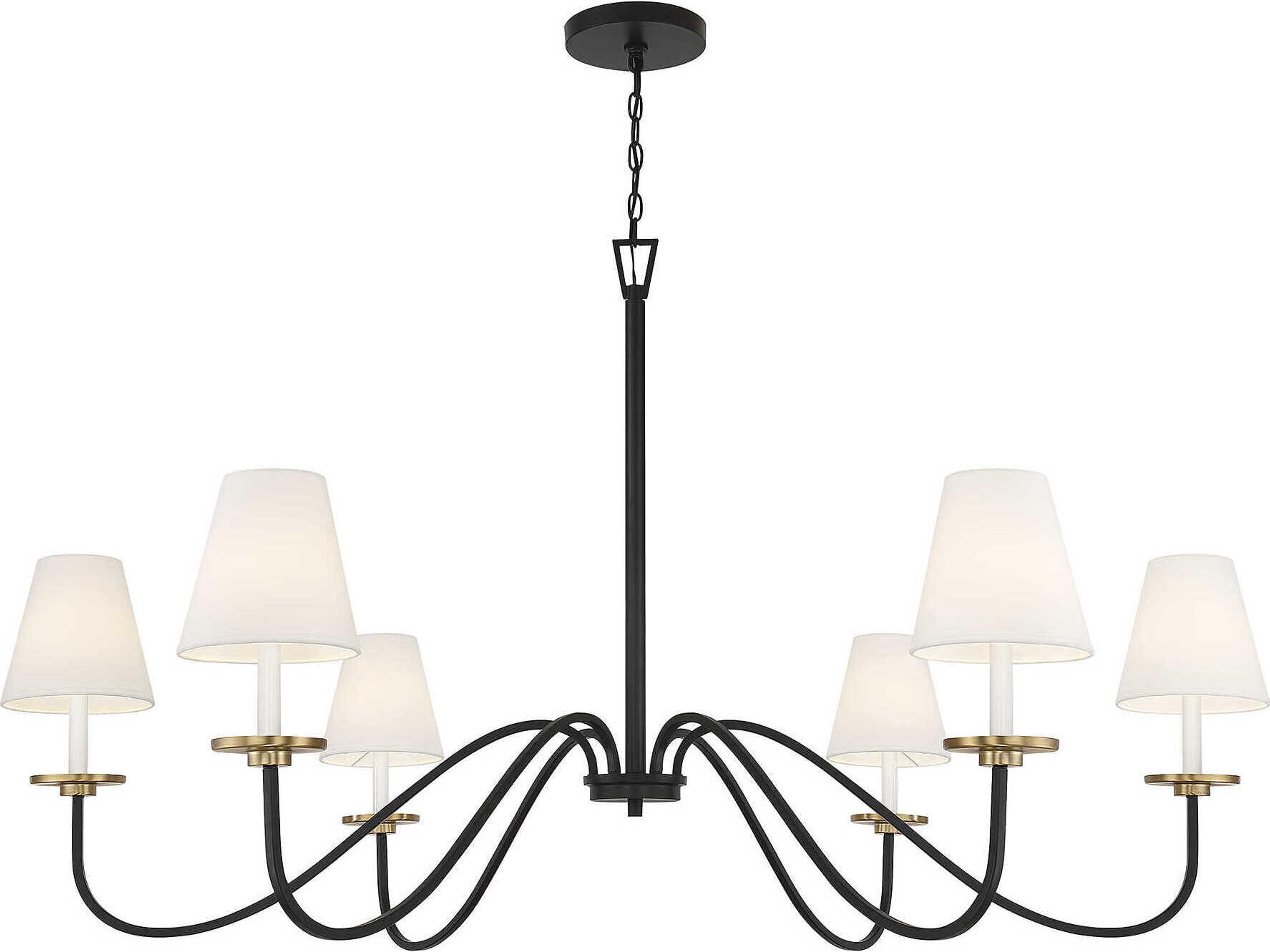 Savoy House Meridian 6-Light Black Natural Brass Candelabra Empire Chandelier