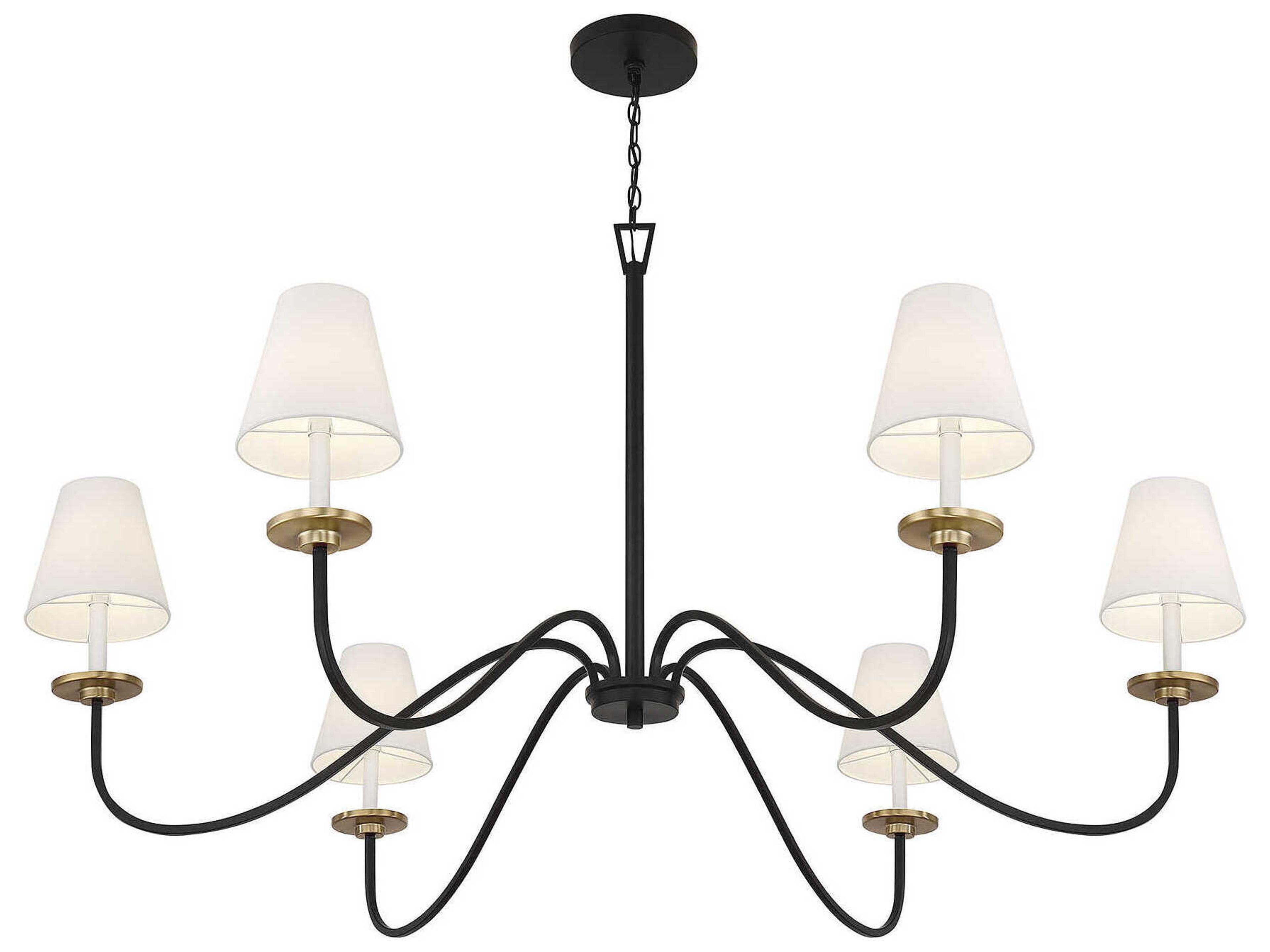 Savoy House Meridian 6-Light Black Natural Brass Candelabra Empire Chandelier