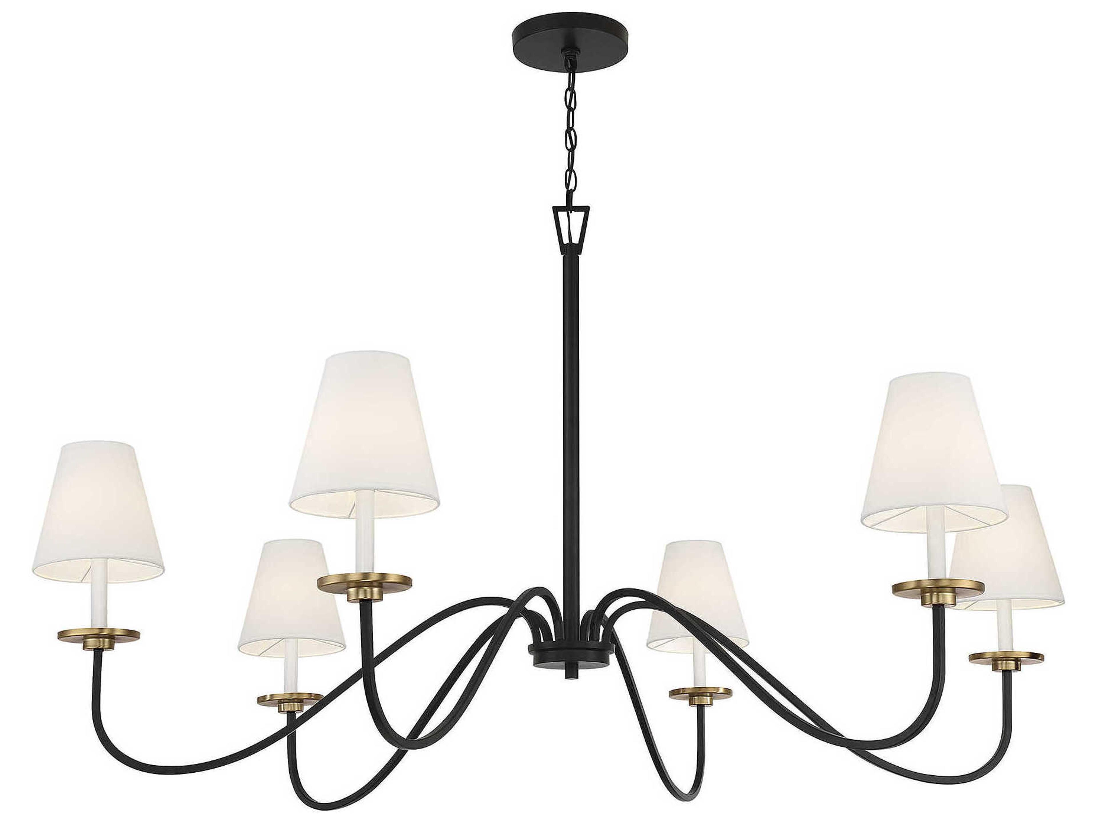 Savoy House Meridian 6-Light Black Natural Brass Candelabra Empire Chandelier