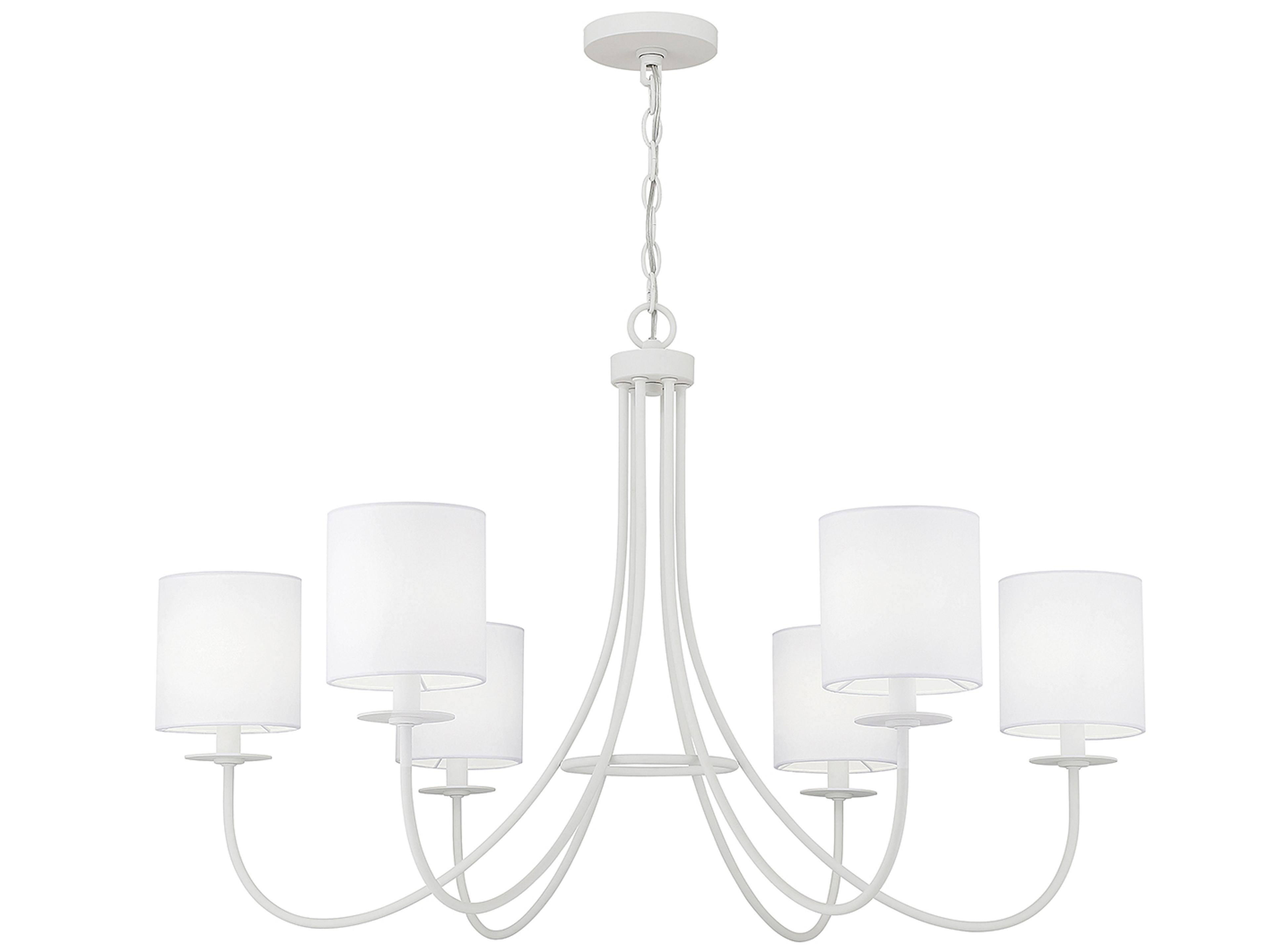 Meridian 6-Light Bisque White Cylinder Chandelier