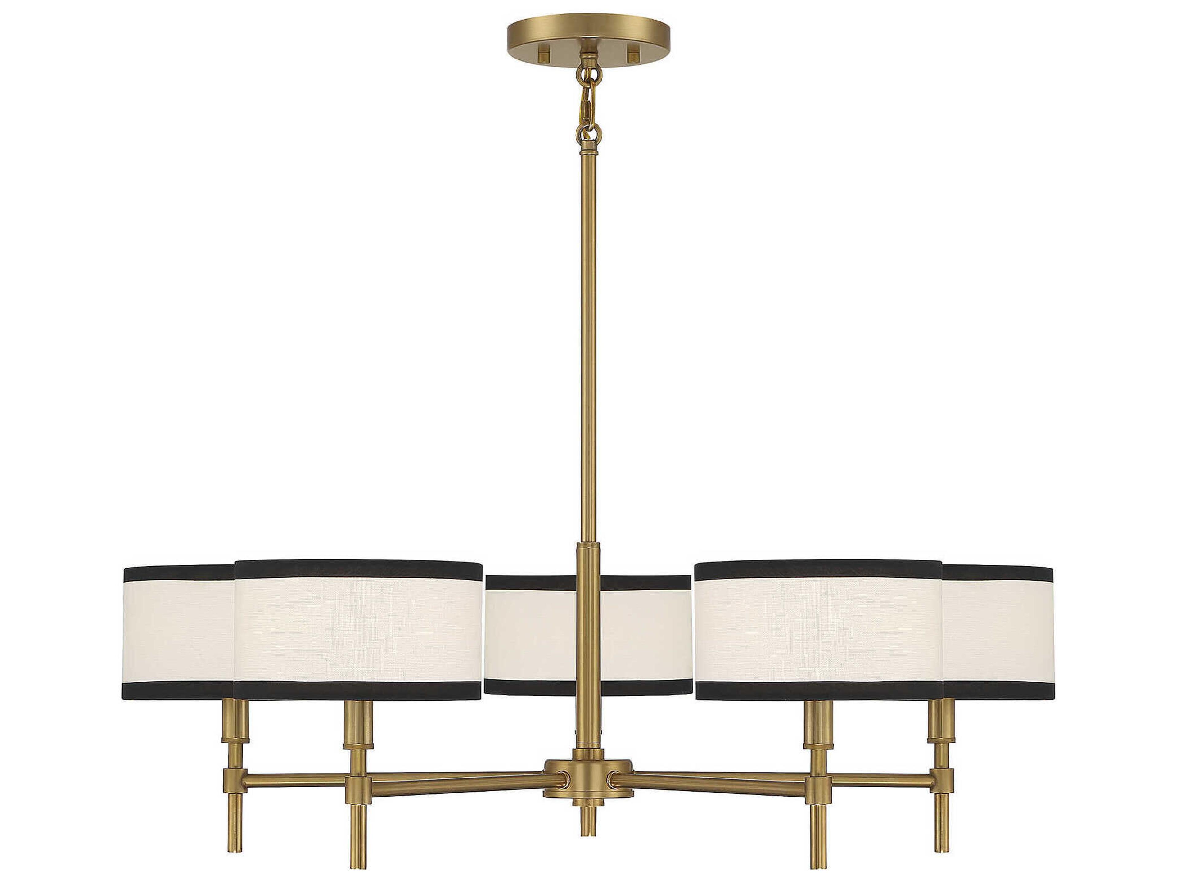 Meridian 5-Light Natural Brass Drum Chandelier