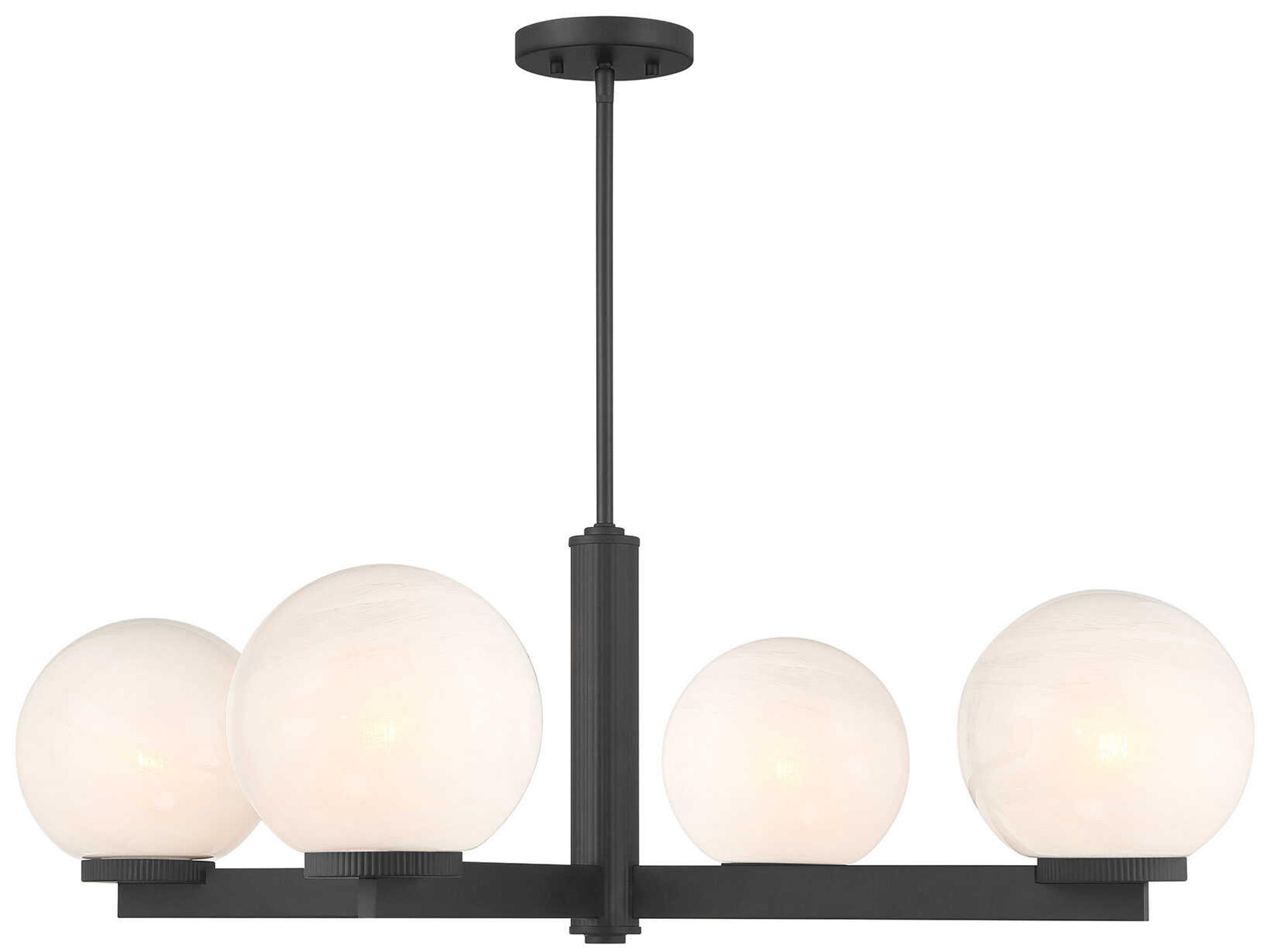 Meridian 4-Light Matte Black Globe Chandelier