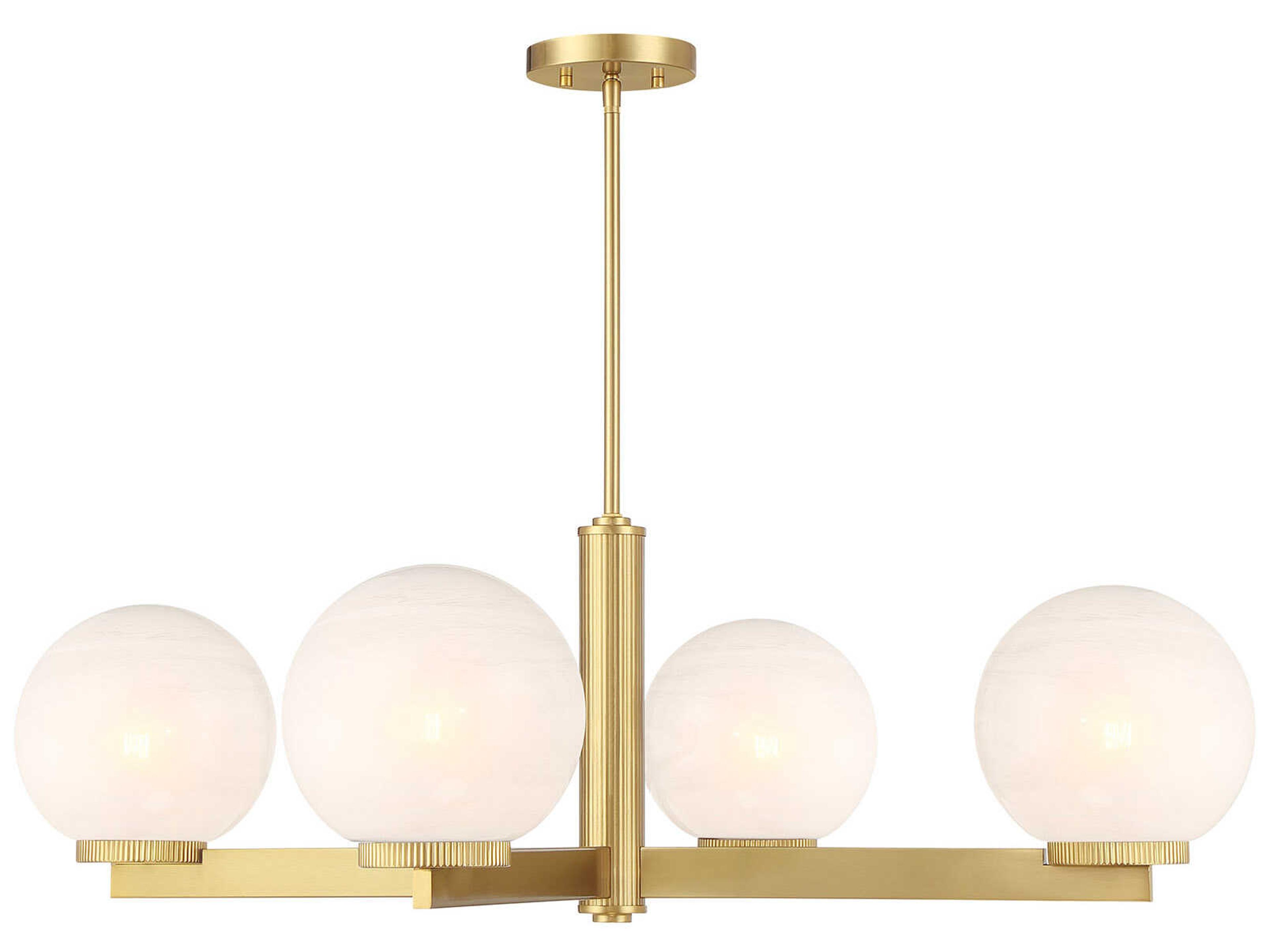 Meridian 4-Light Natural Brass Globe Chandelier