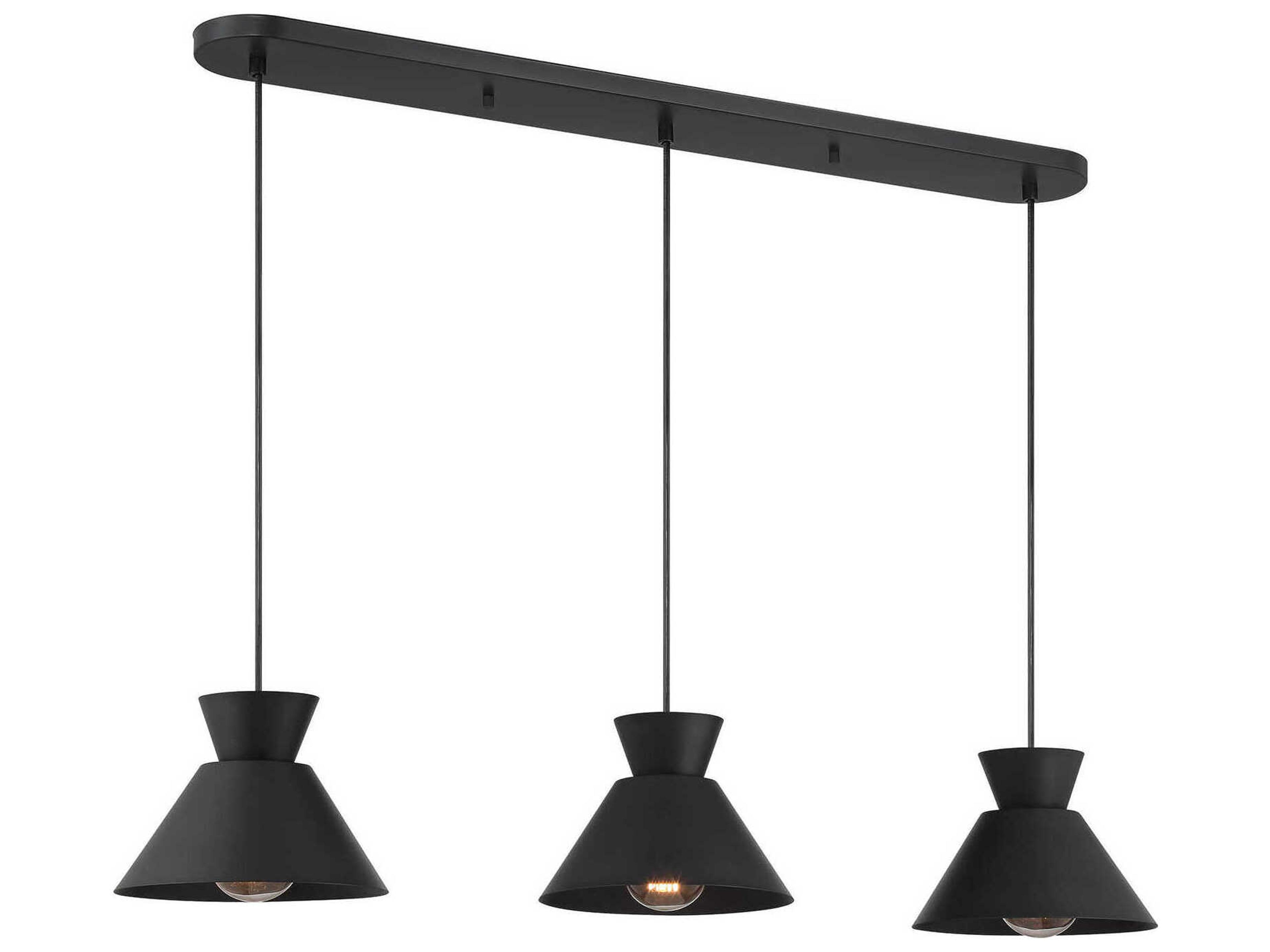 Meridian 3-Light Matte Black Island Pendant
