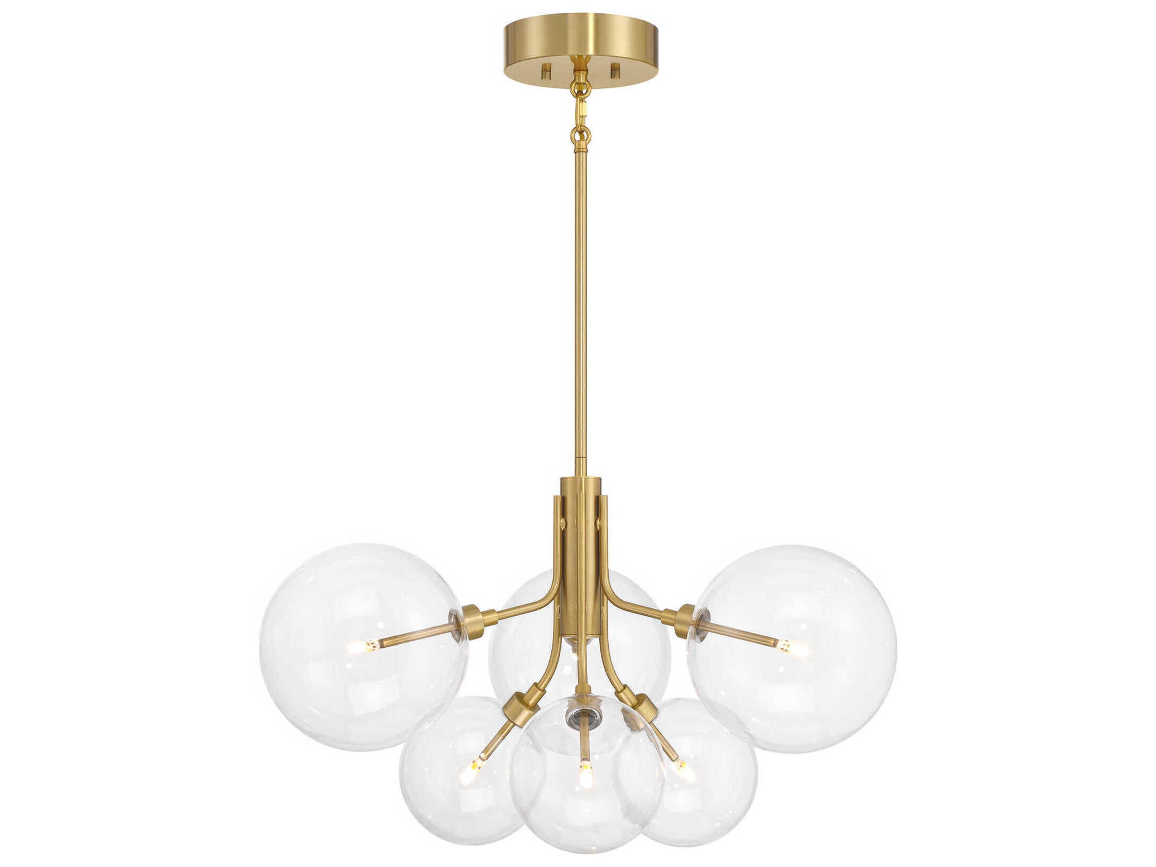 Meridian 6-Light Natural Brass Globe Chandelier