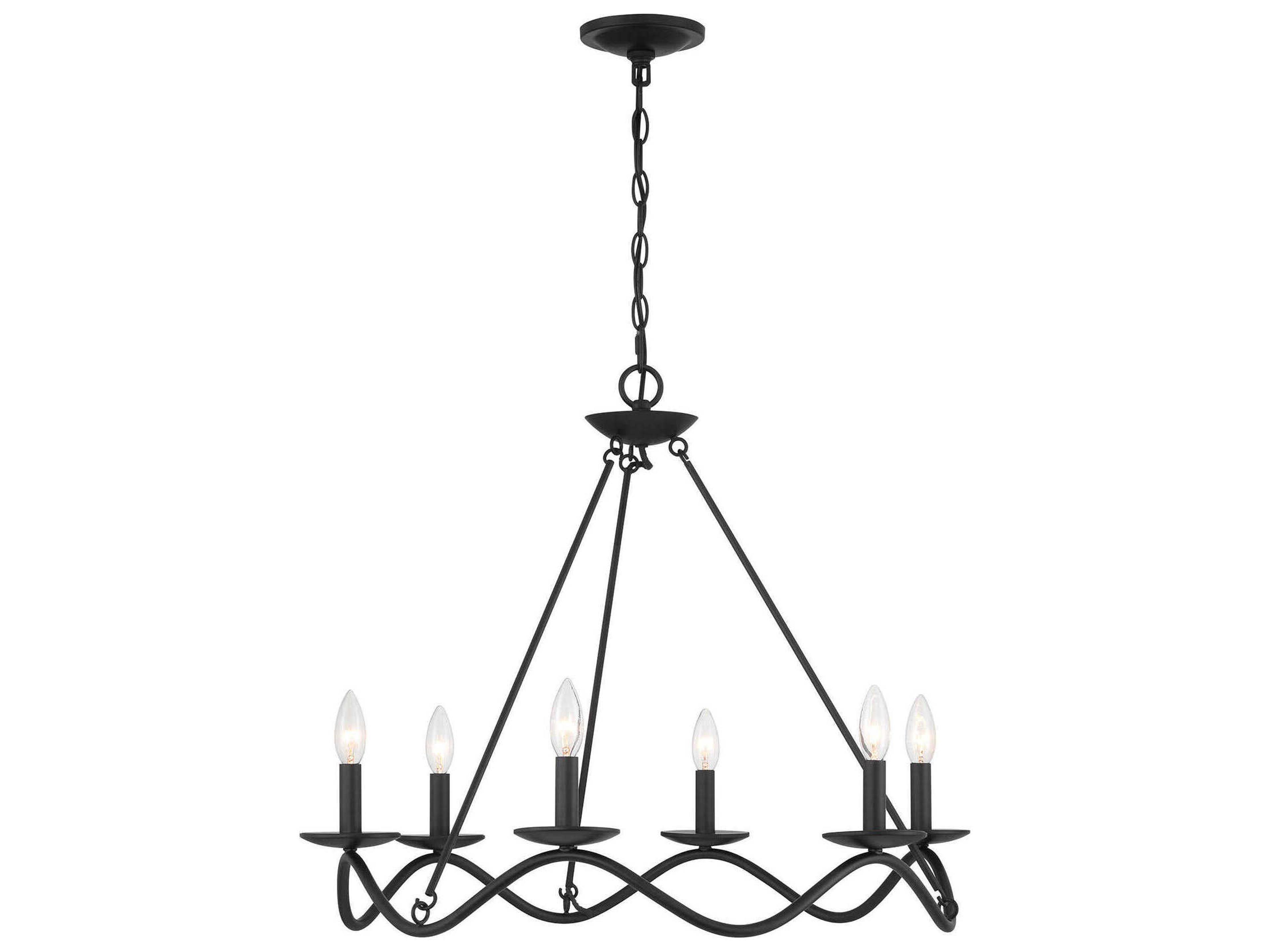 Meridian 6-Light Matte Black Candelabra Chandelier