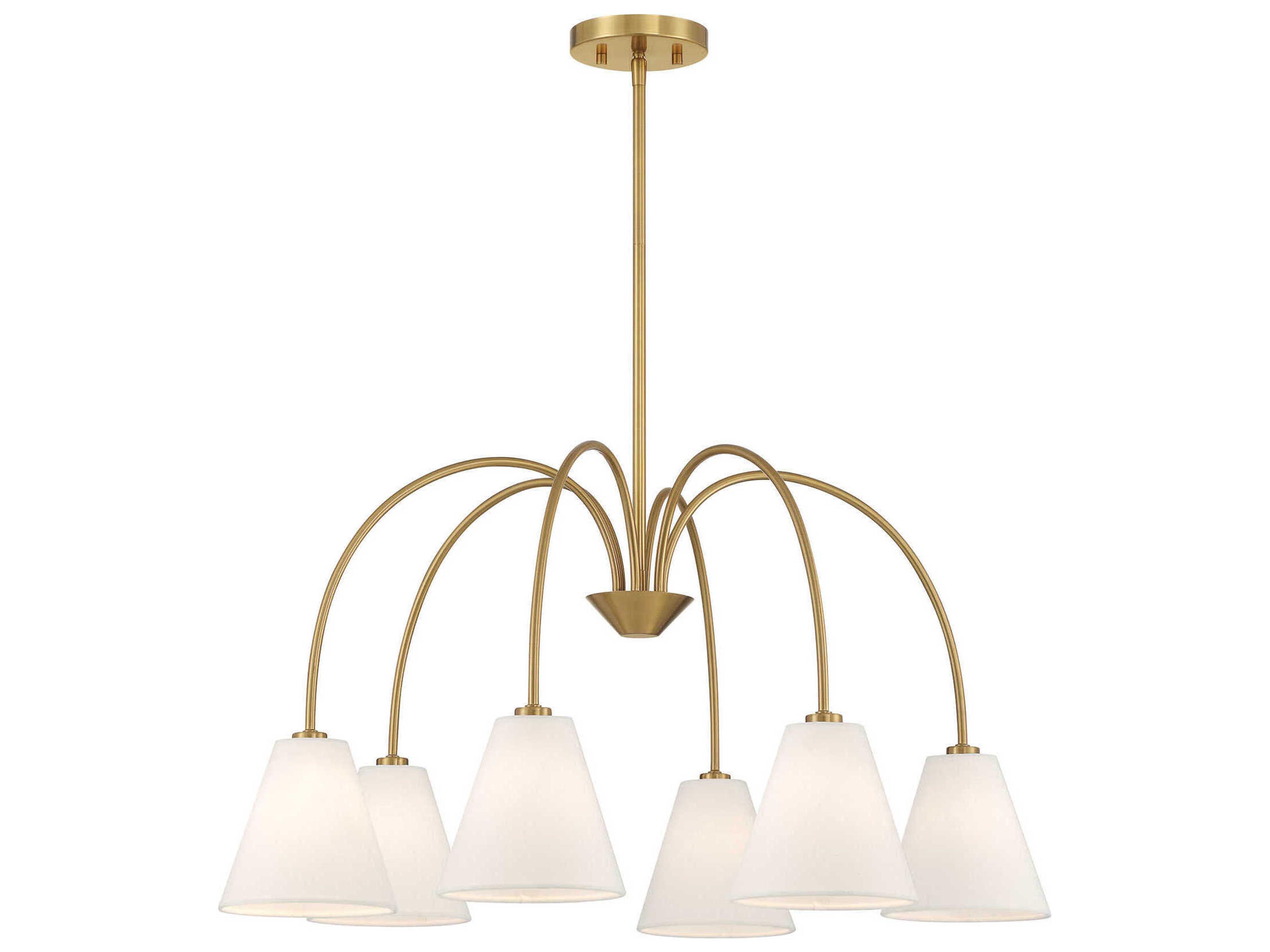 Meridian 6-Light Natural Brass Empire Chandelier