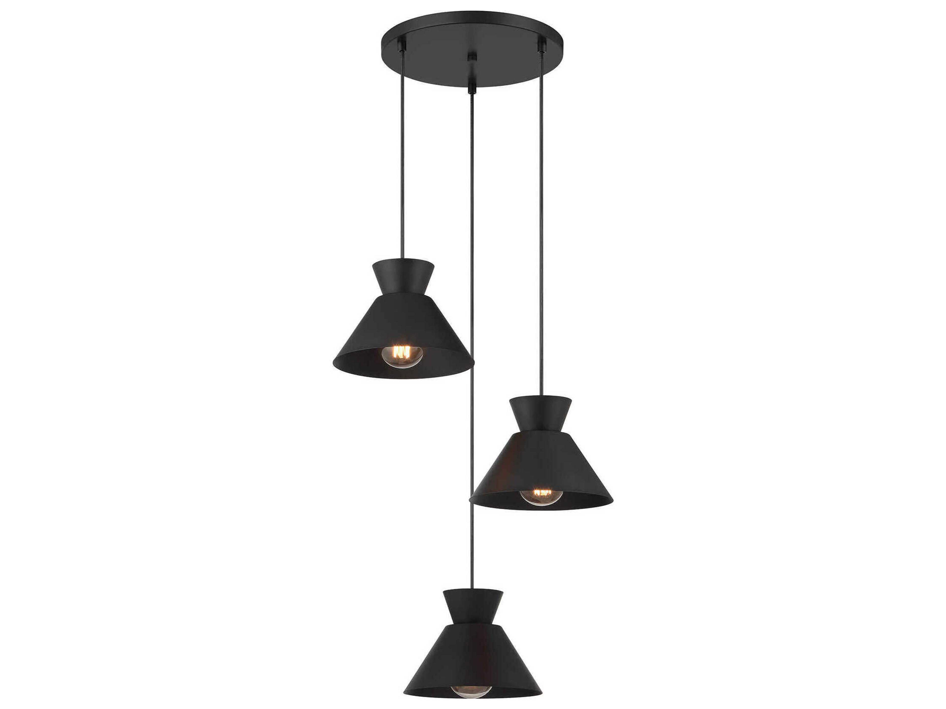 Meridian 3-Light Matte Black Pendant