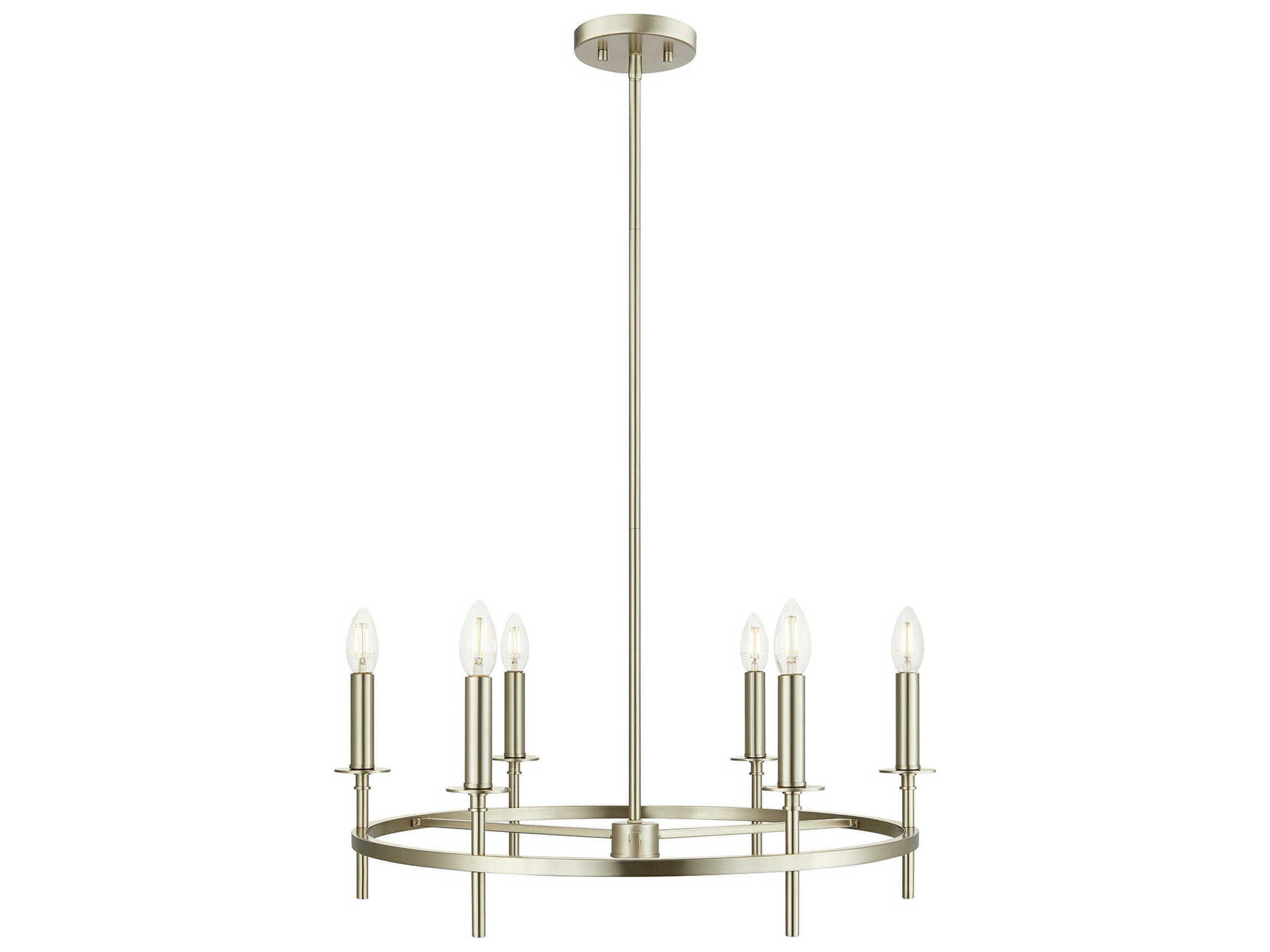 Meridian 6-Light Brushed Nickel Candelabra Chandelier