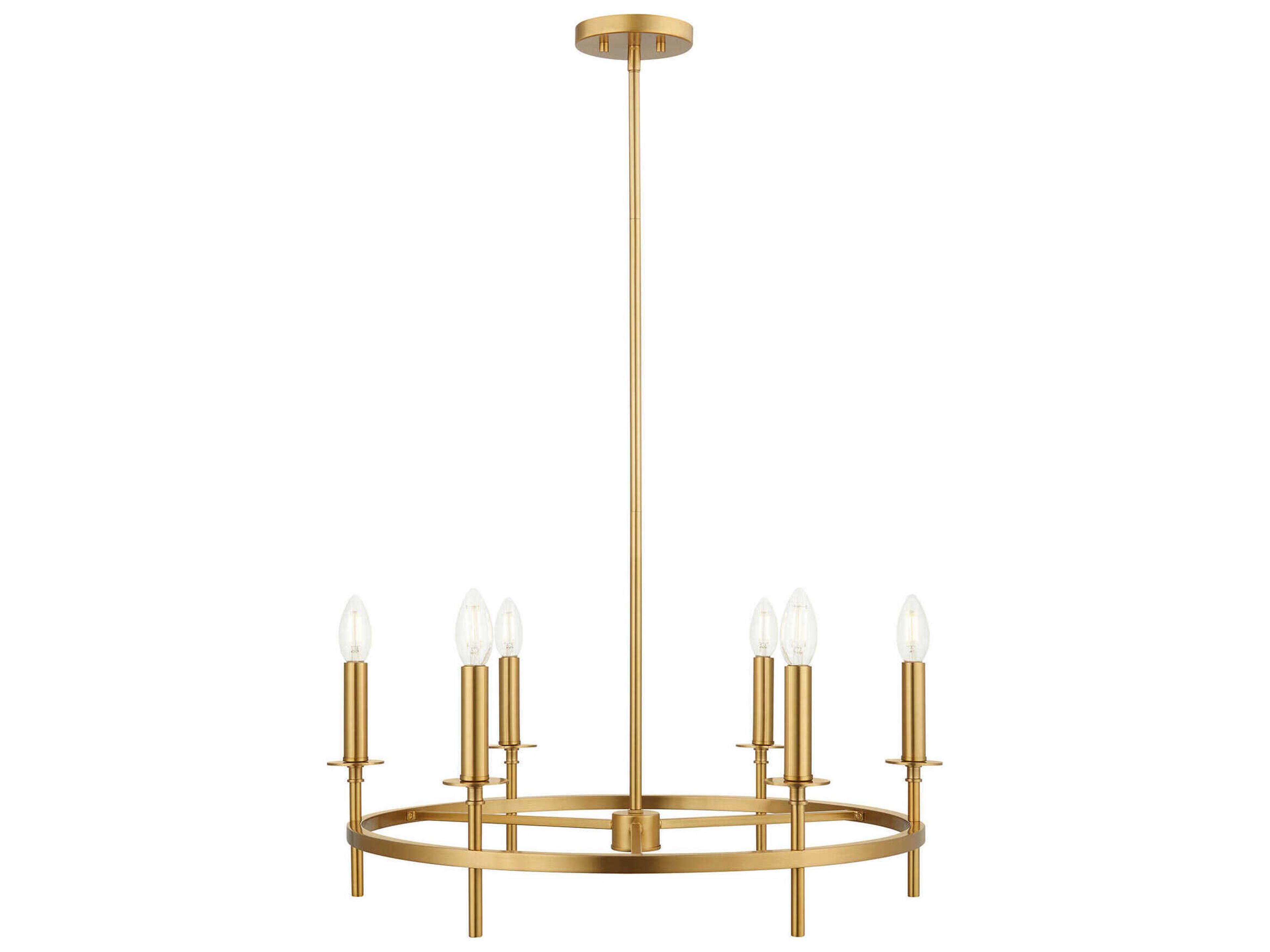 Meridian 6-Light Natural Brass Candelabra Chandelier