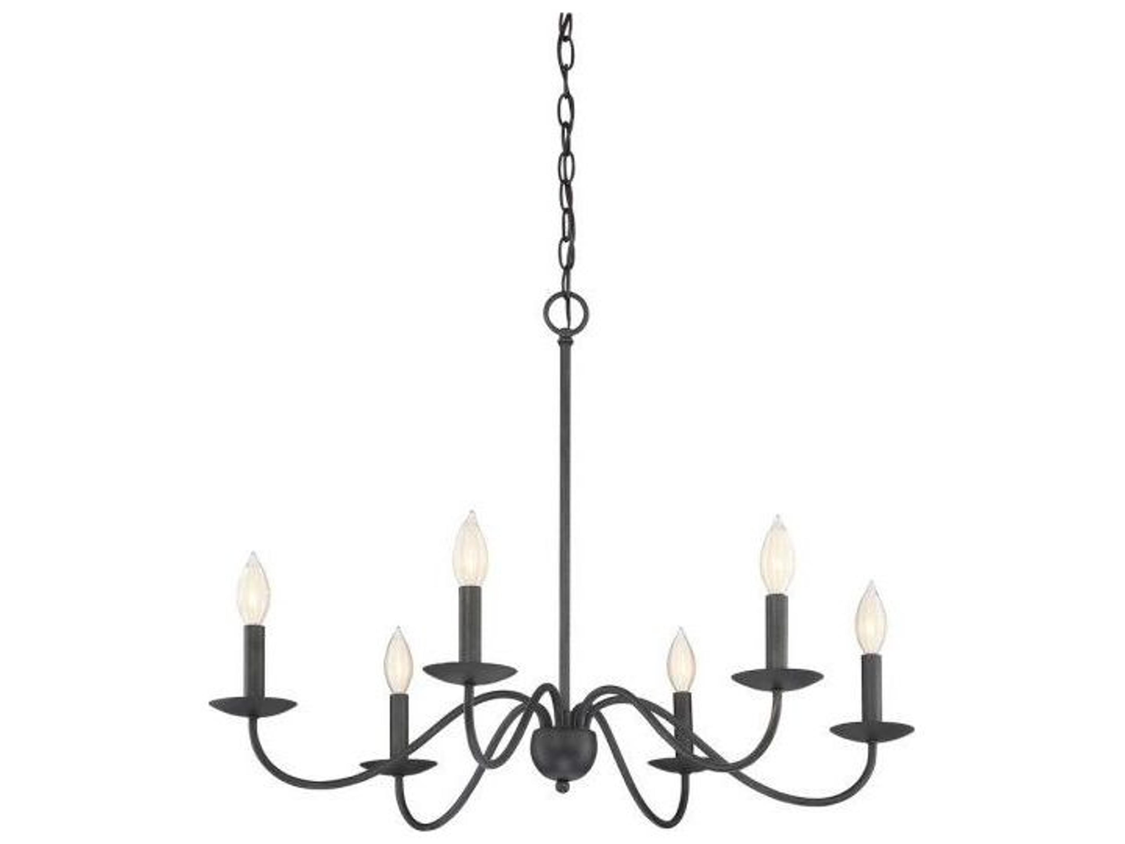 Savoy House Meridian 6-Light Aged Iron Black Candelabra Chandelier