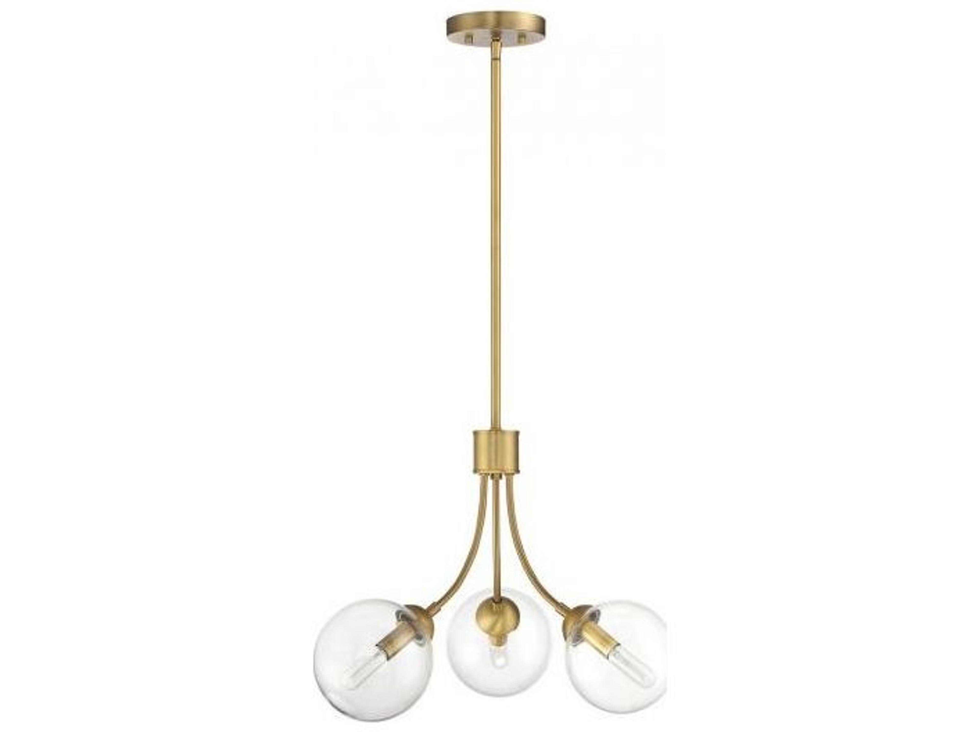 Savoy House Meridian 3-Light Natural Brass Glass Globe Chandelier