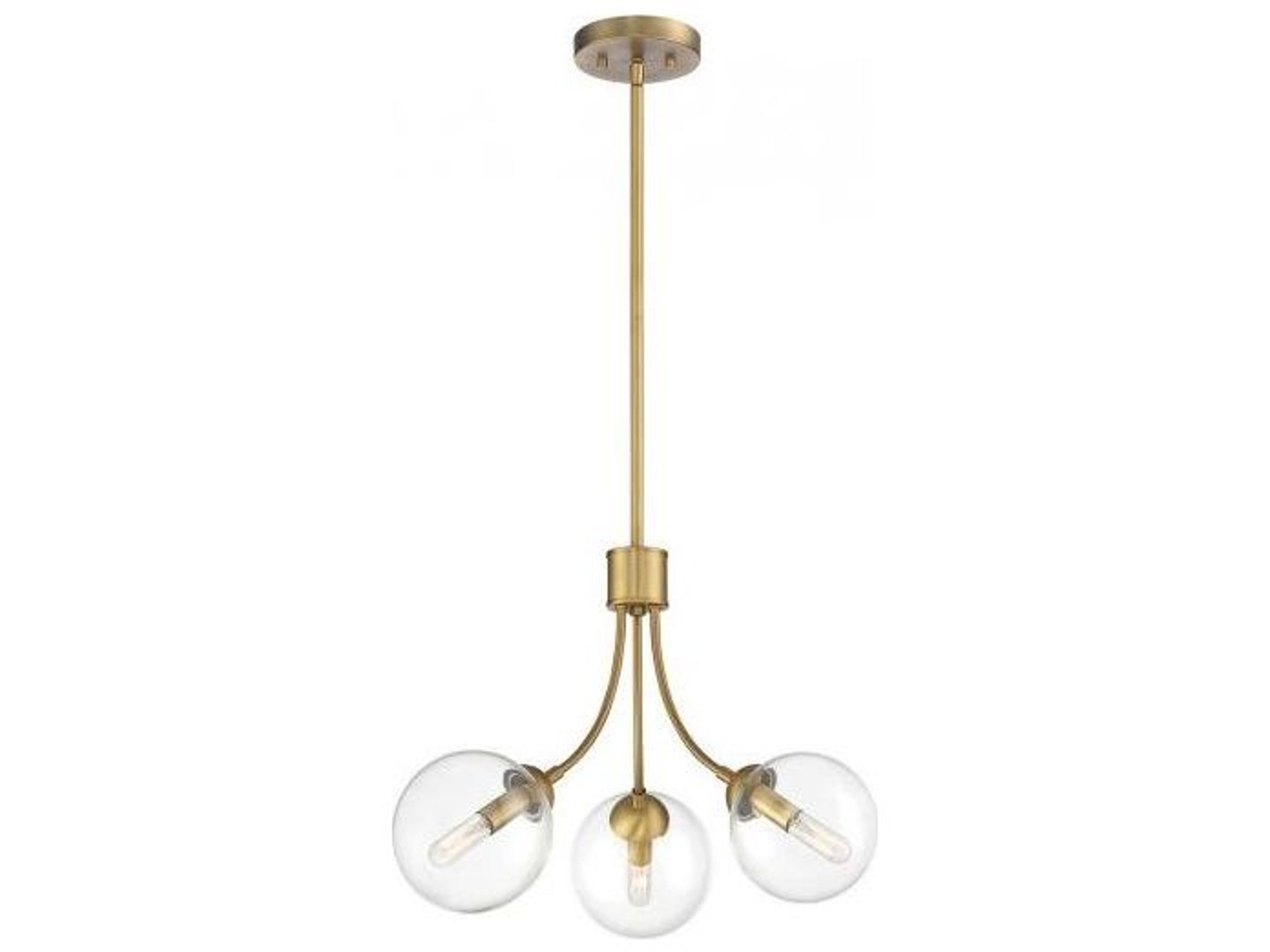 Savoy House Meridian 3-Light Natural Brass Glass Globe Chandelier