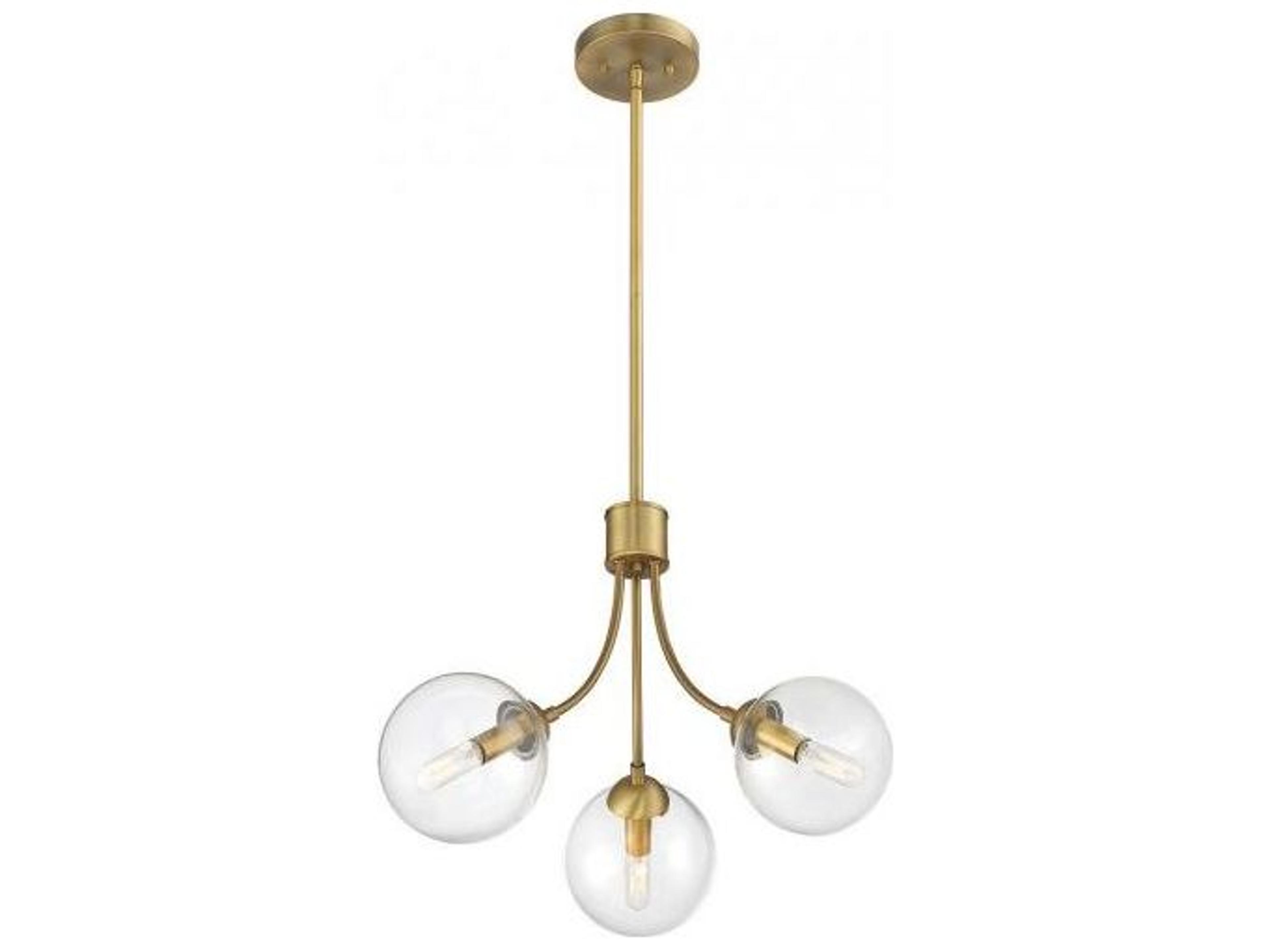 Savoy House Meridian 3-Light Natural Brass Glass Globe Chandelier