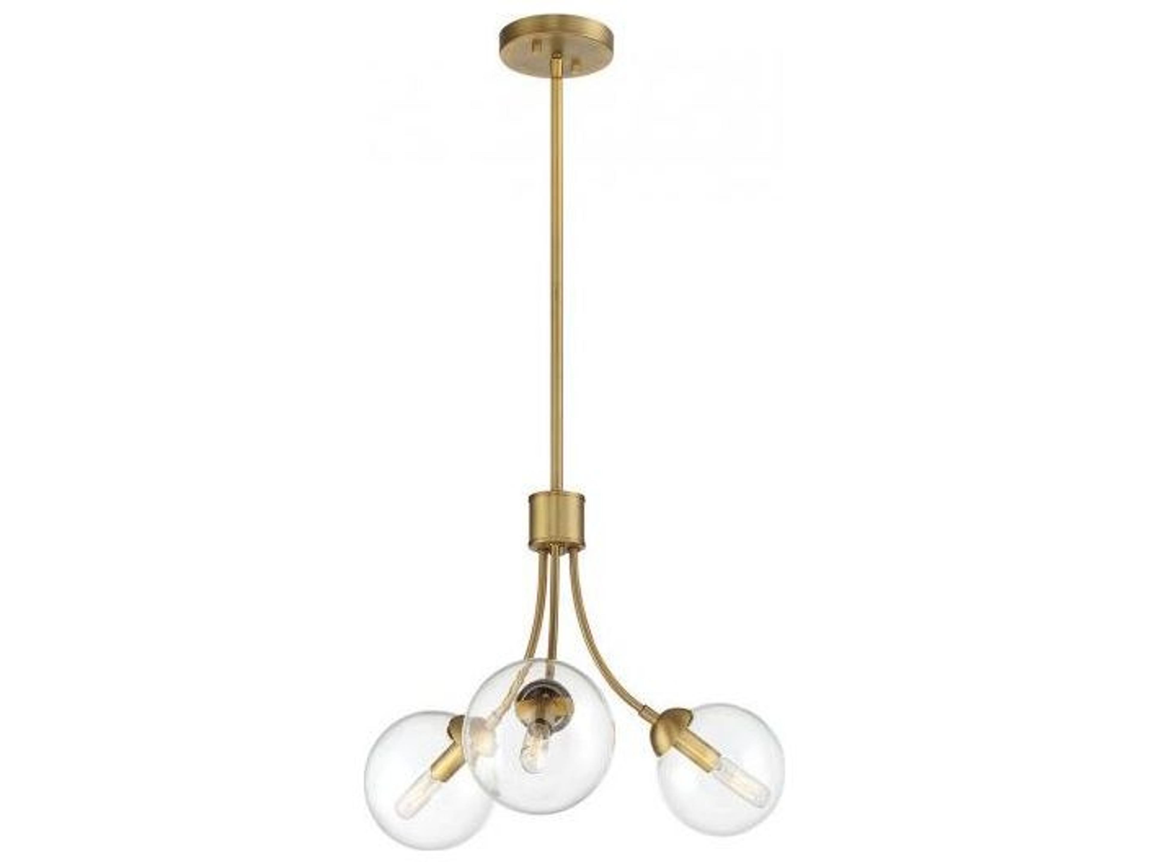 Savoy House Meridian 3-Light Natural Brass Glass Globe Chandelier