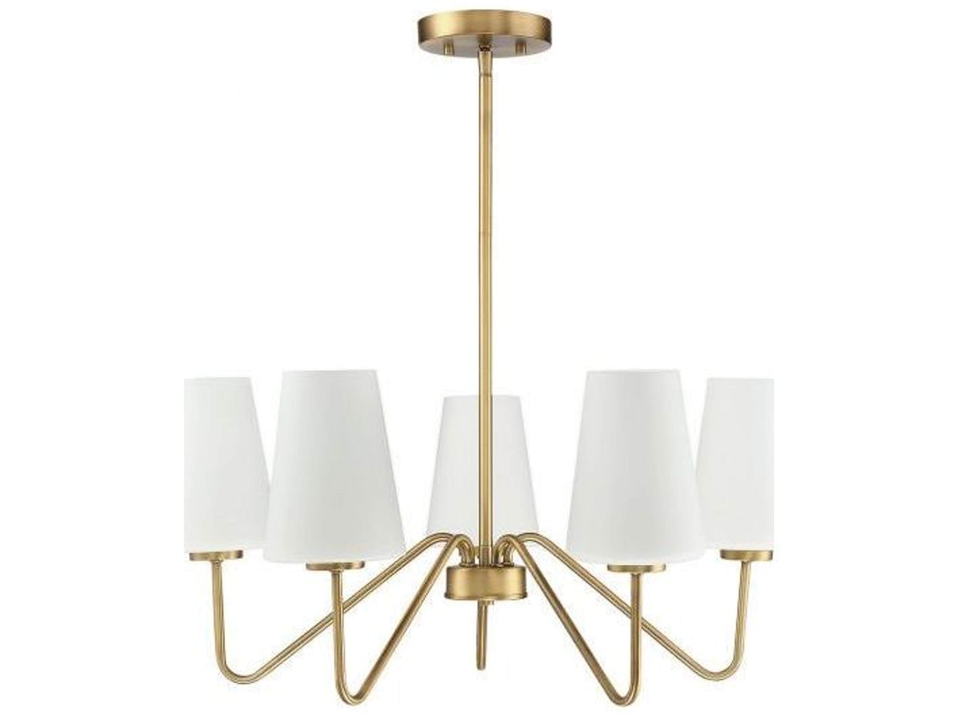 Savoy House Meridian 5-Light Natural Brass Glass Empire Chandelier