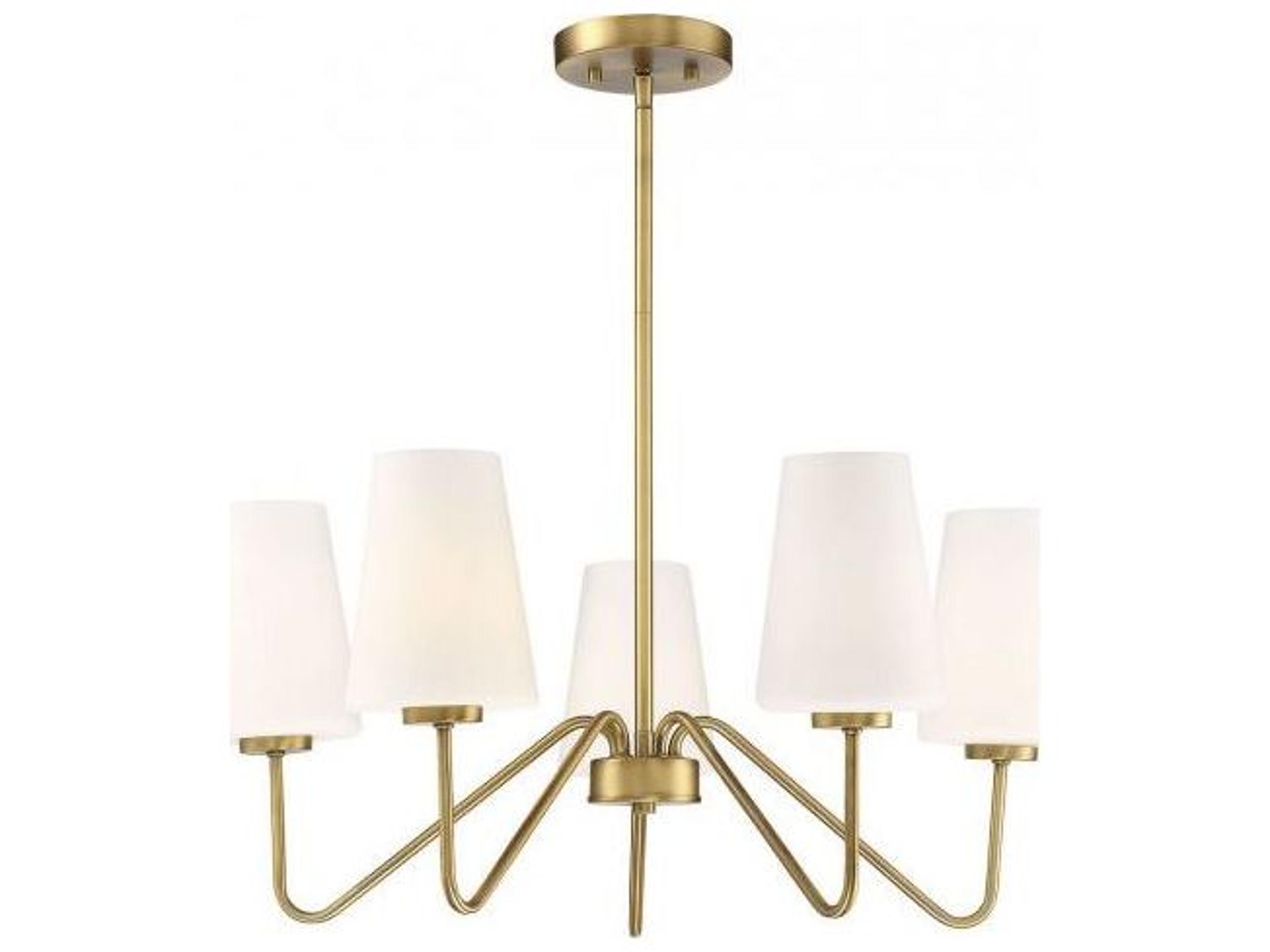 Savoy House Meridian 5-Light Natural Brass Glass Empire Chandelier