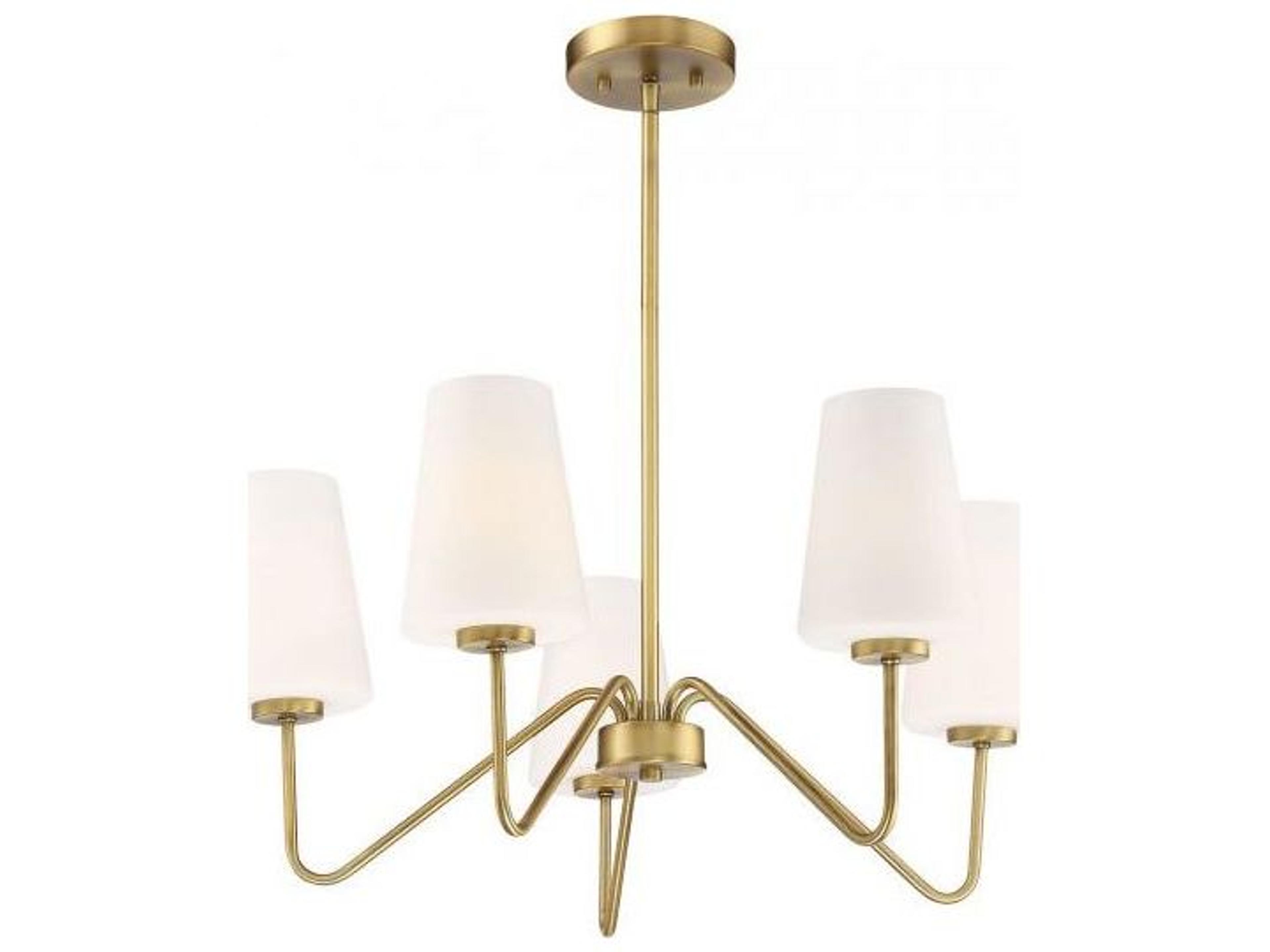 Savoy House Meridian 5-Light Natural Brass Glass Empire Chandelier