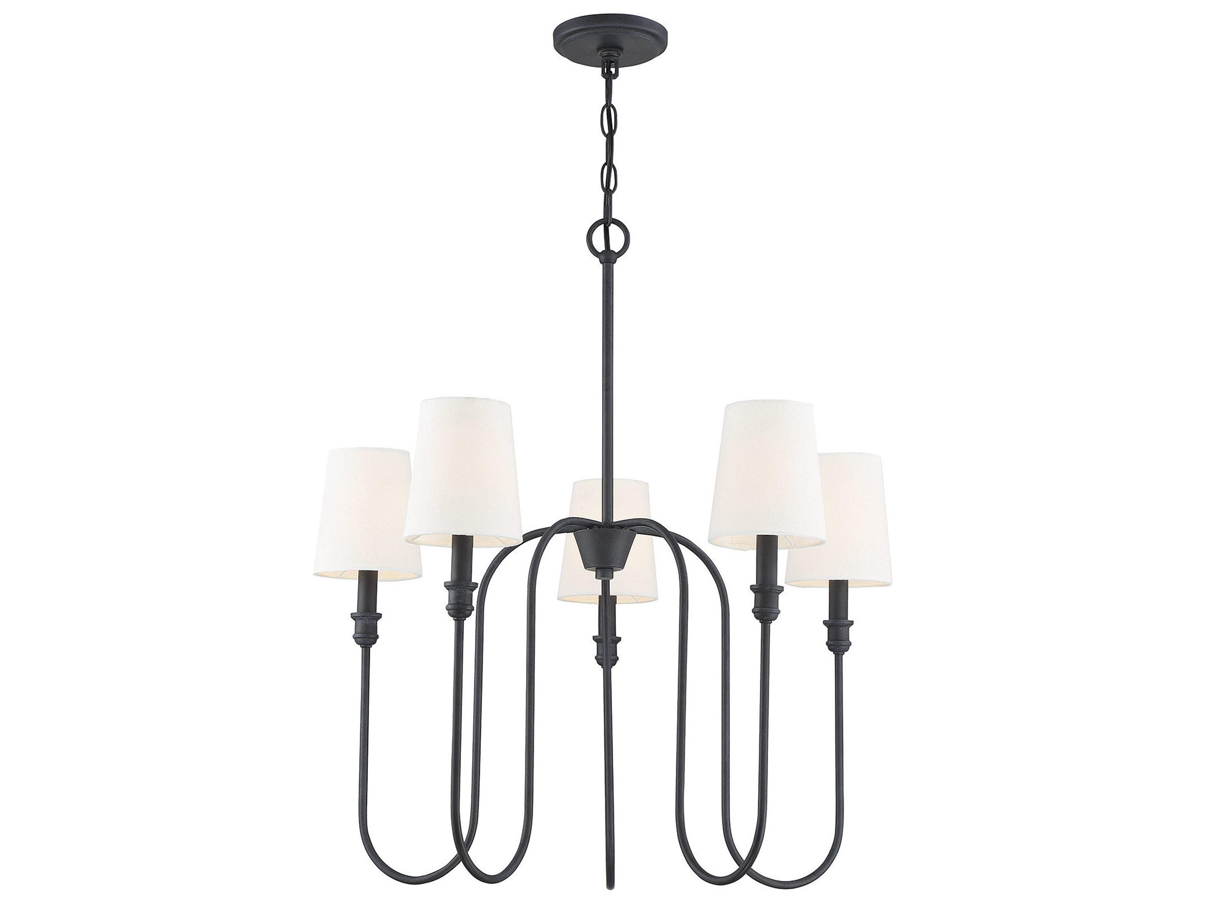 Savoy House Meridian 5-Light Aged Iron Black Cylinder Chandelier
