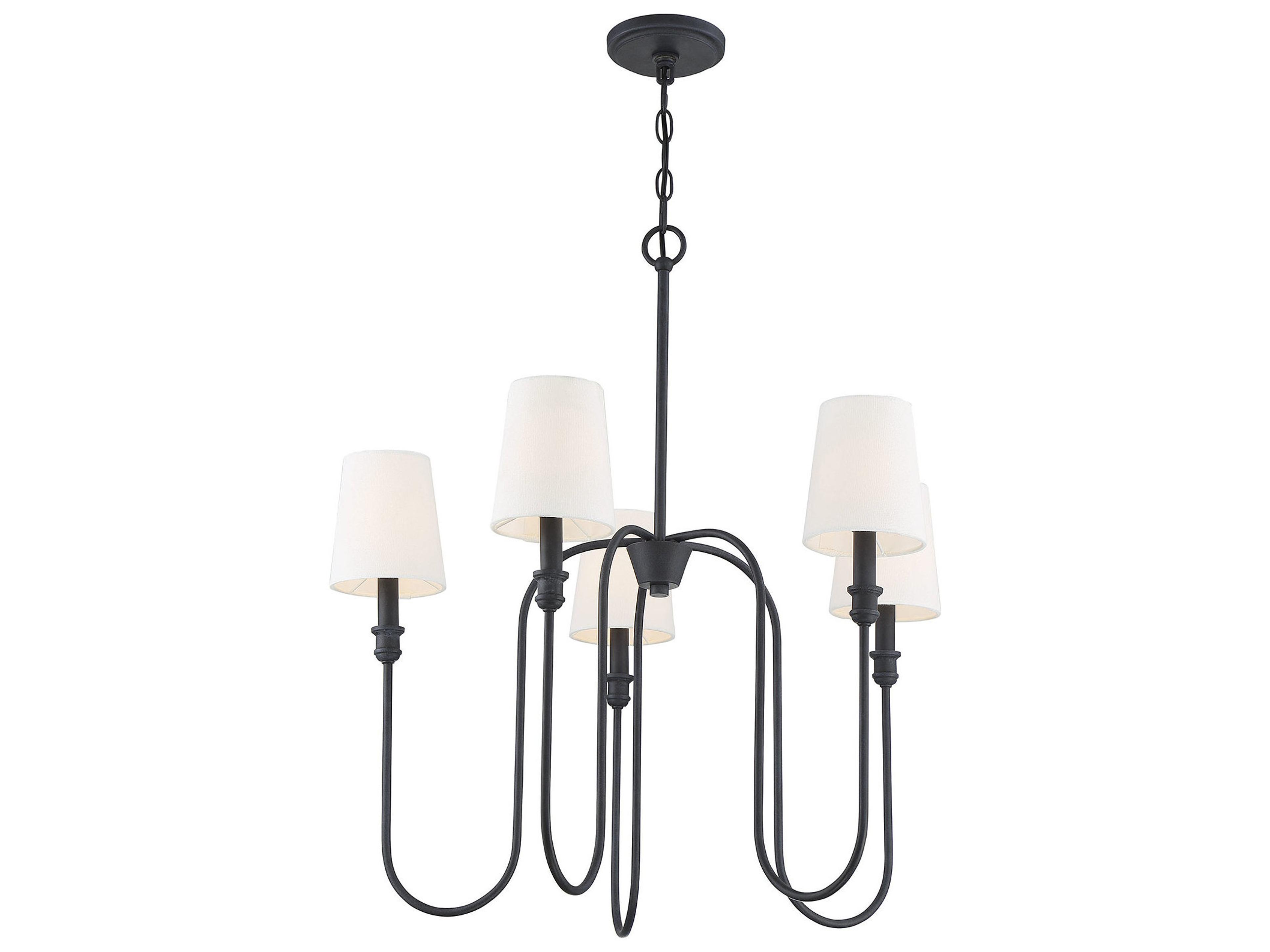 Savoy House Meridian 5-Light Aged Iron Black Cylinder Chandelier