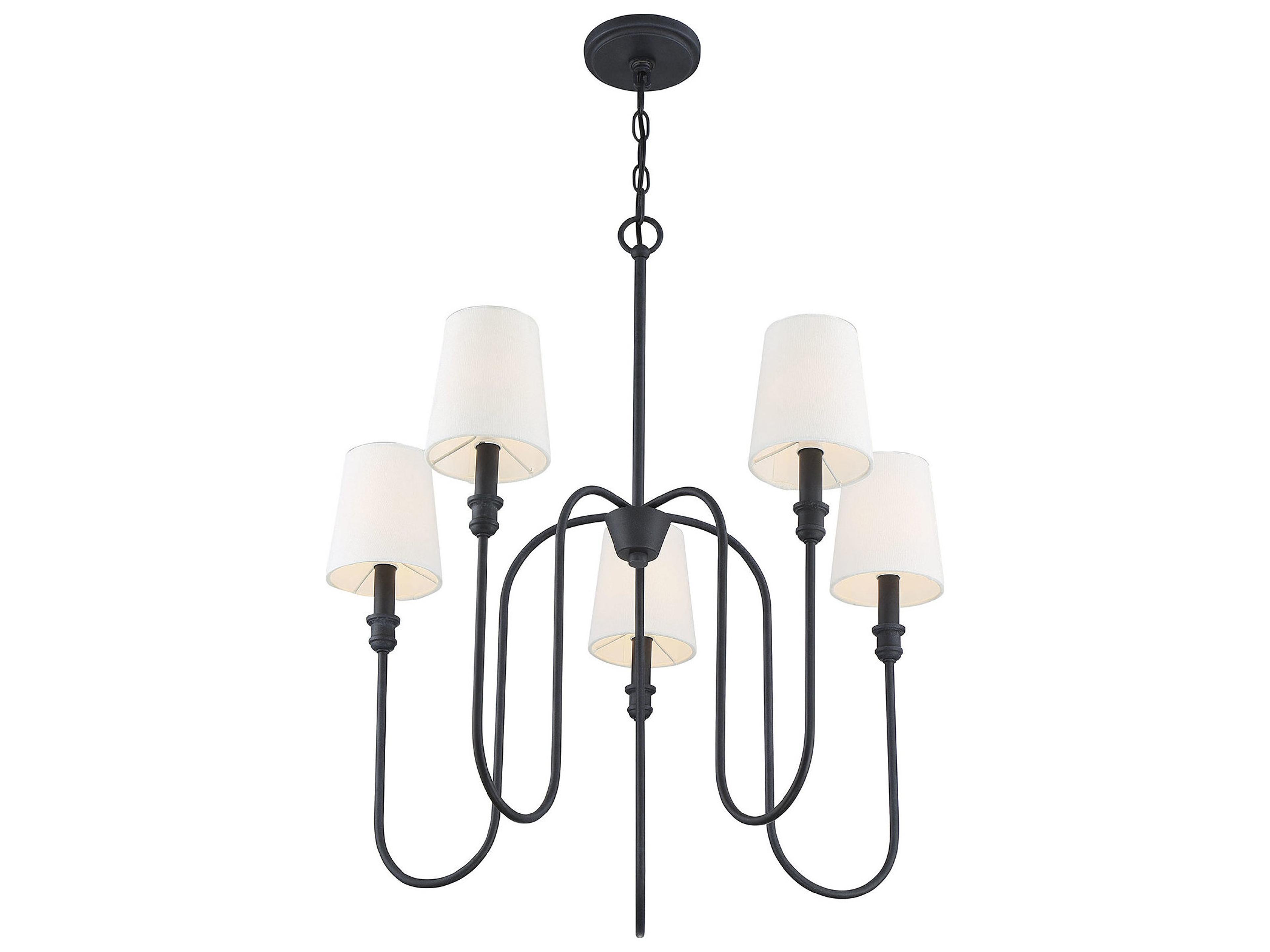 Savoy House Meridian 5-Light Aged Iron Black Cylinder Chandelier