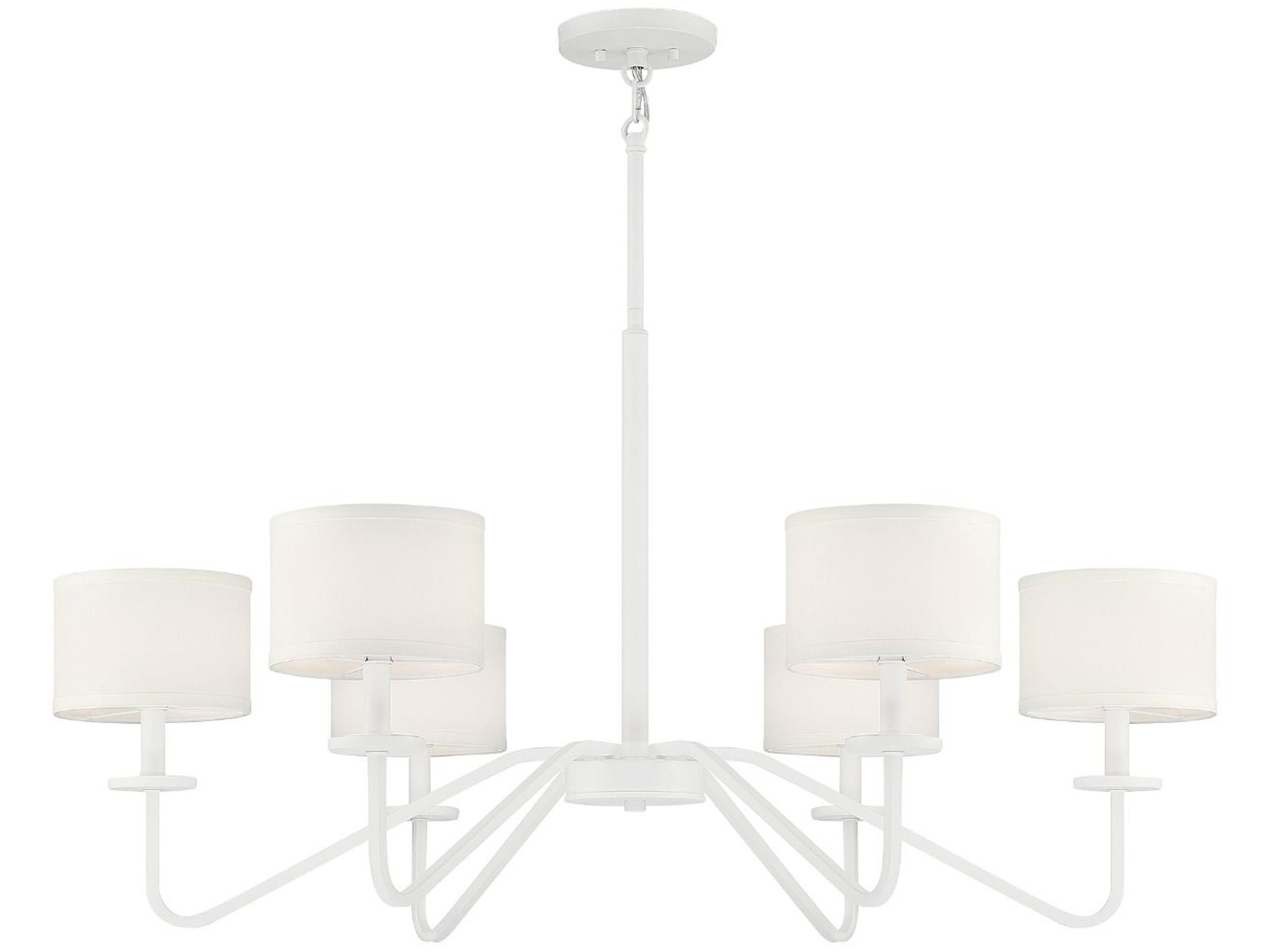 Savoy House Meridian 6-Light Bisque White Candelabra Drum Chandelier