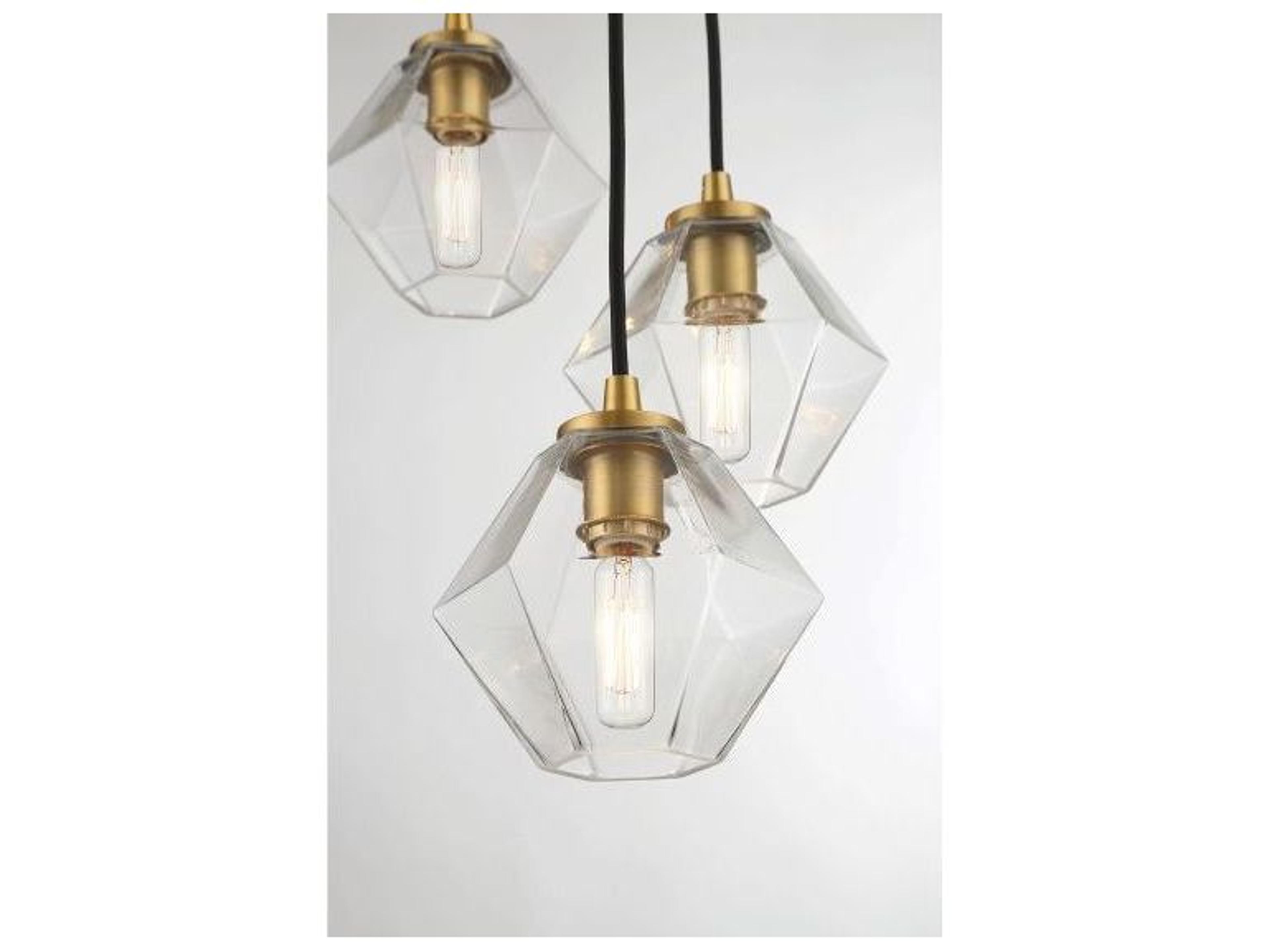 Savoy House Meridian 5-Light Natural Brass Glass Globe Geometric Pendant