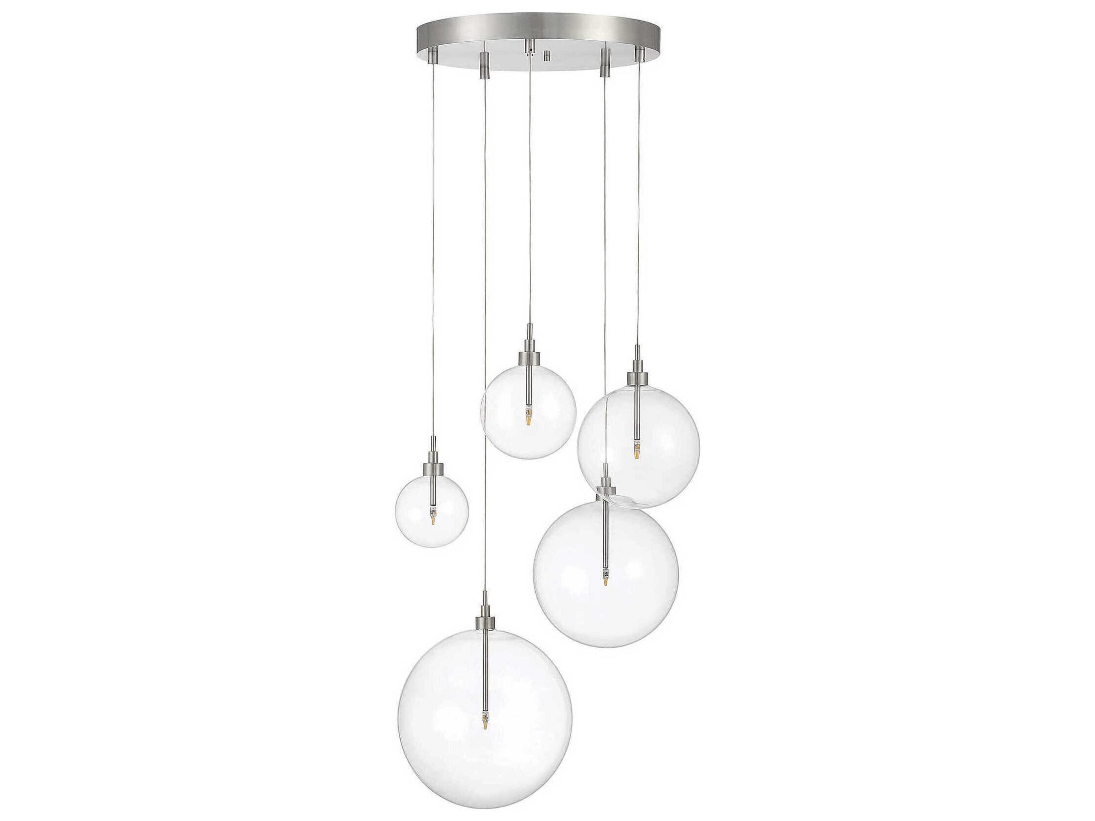 Savoy House Meridian 5-Light Brushed Nickel Glass LED Globe Pendant