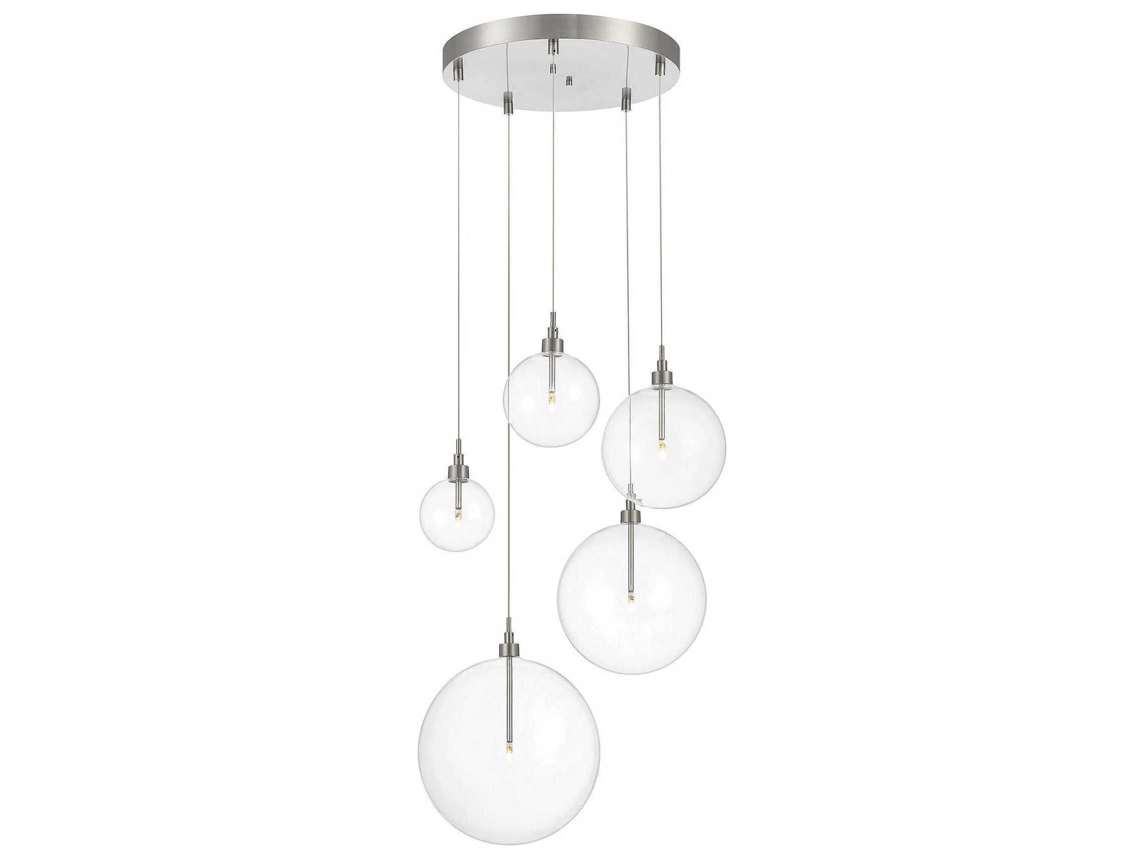 Savoy House Meridian 5-Light Brushed Nickel Glass LED Globe Pendant