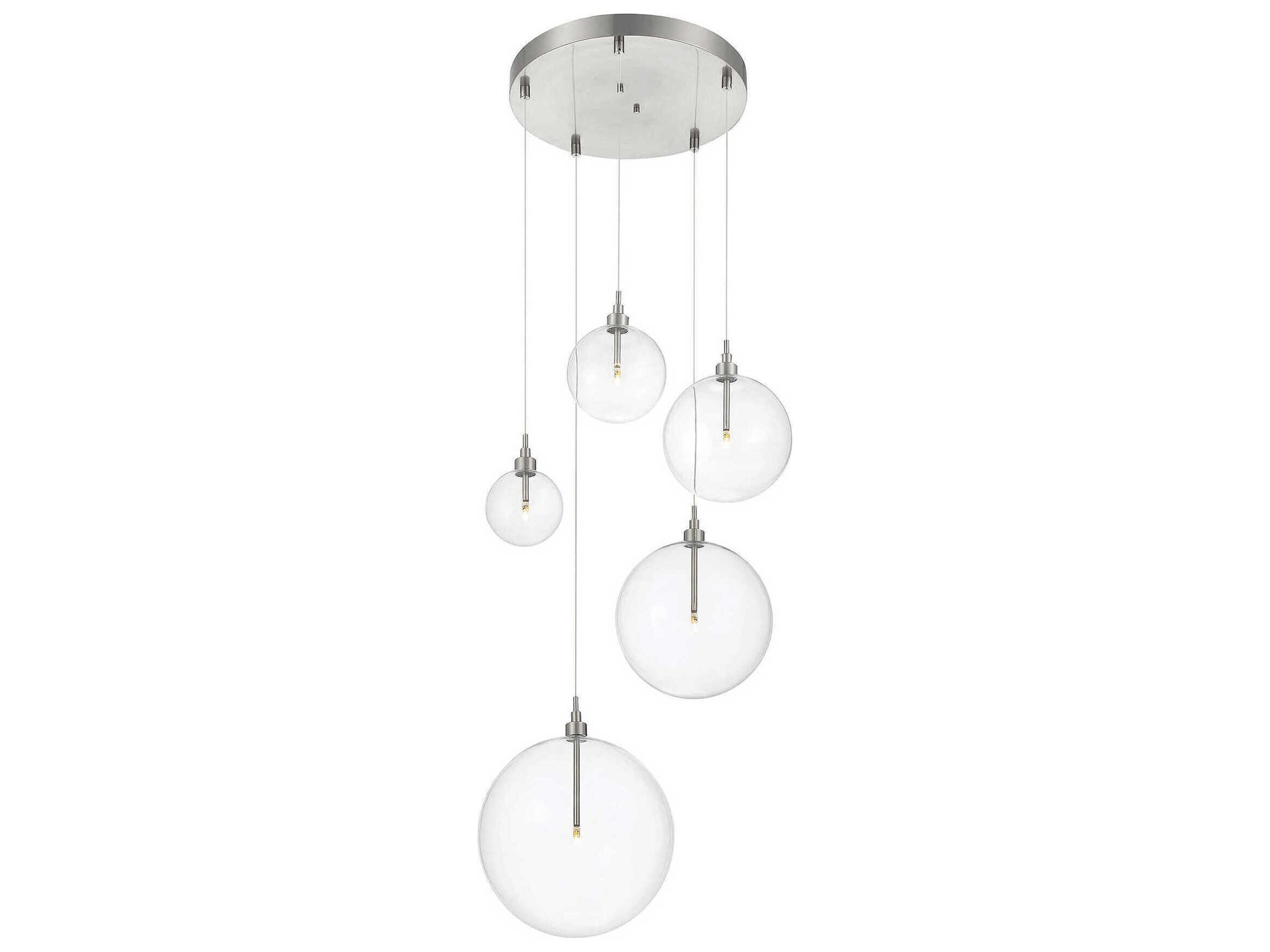 Savoy House Meridian 5-Light Brushed Nickel Glass LED Globe Pendant