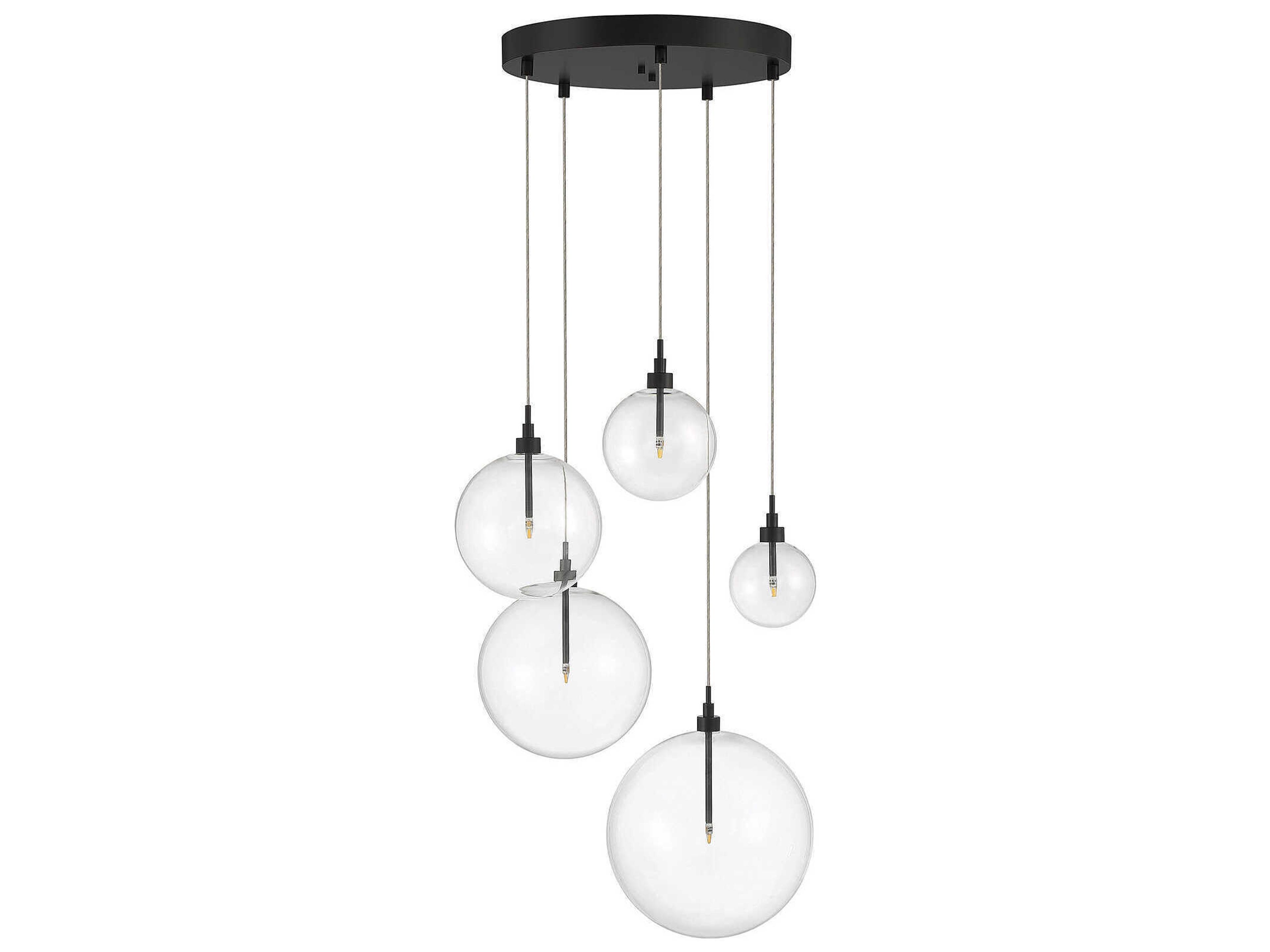 Savoy House Meridian 5-Light Oil Rubbed Bronze Glass LED Globe Pendant