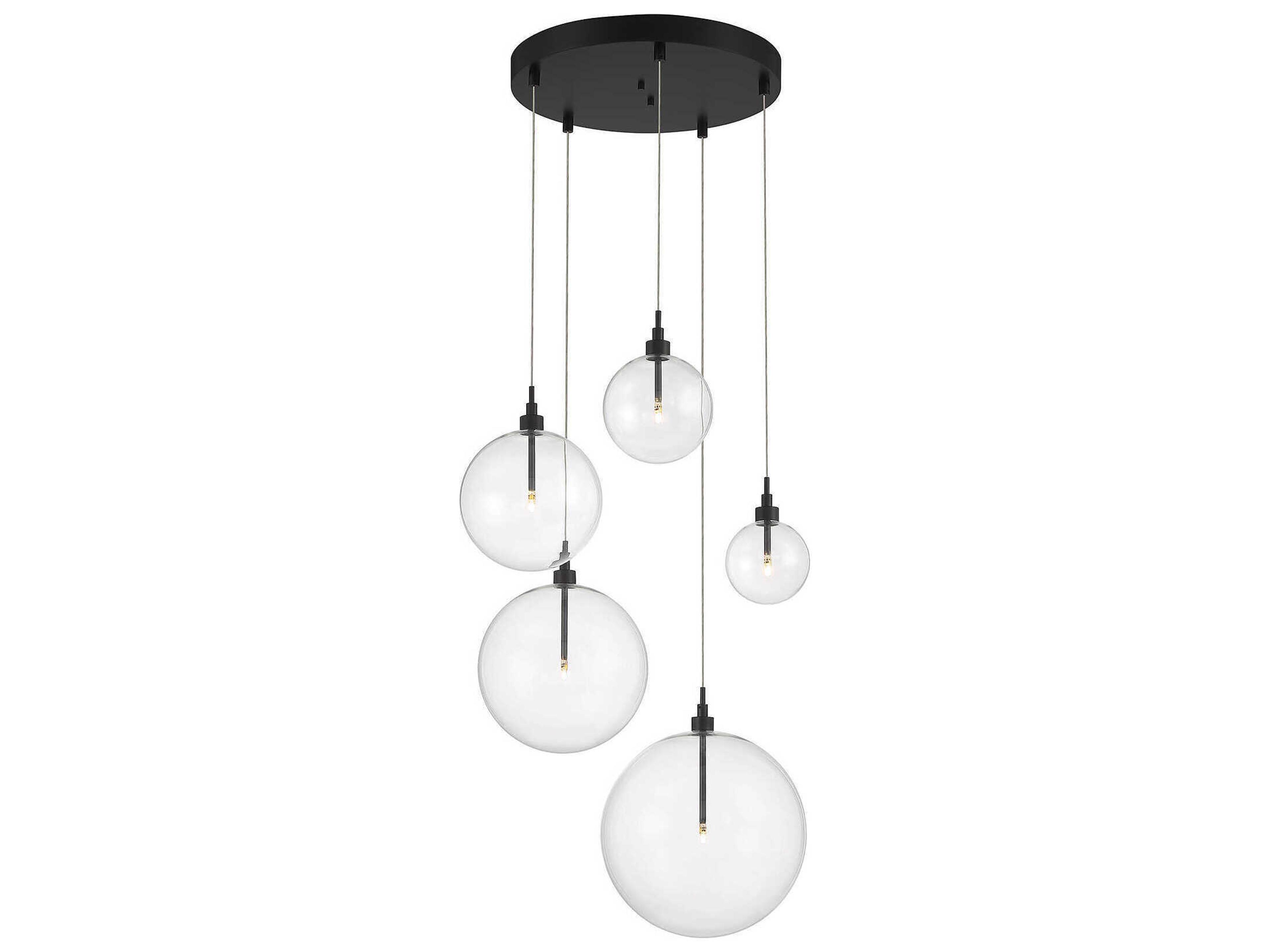 Savoy House Meridian 5-Light Oil Rubbed Bronze Glass LED Globe Pendant