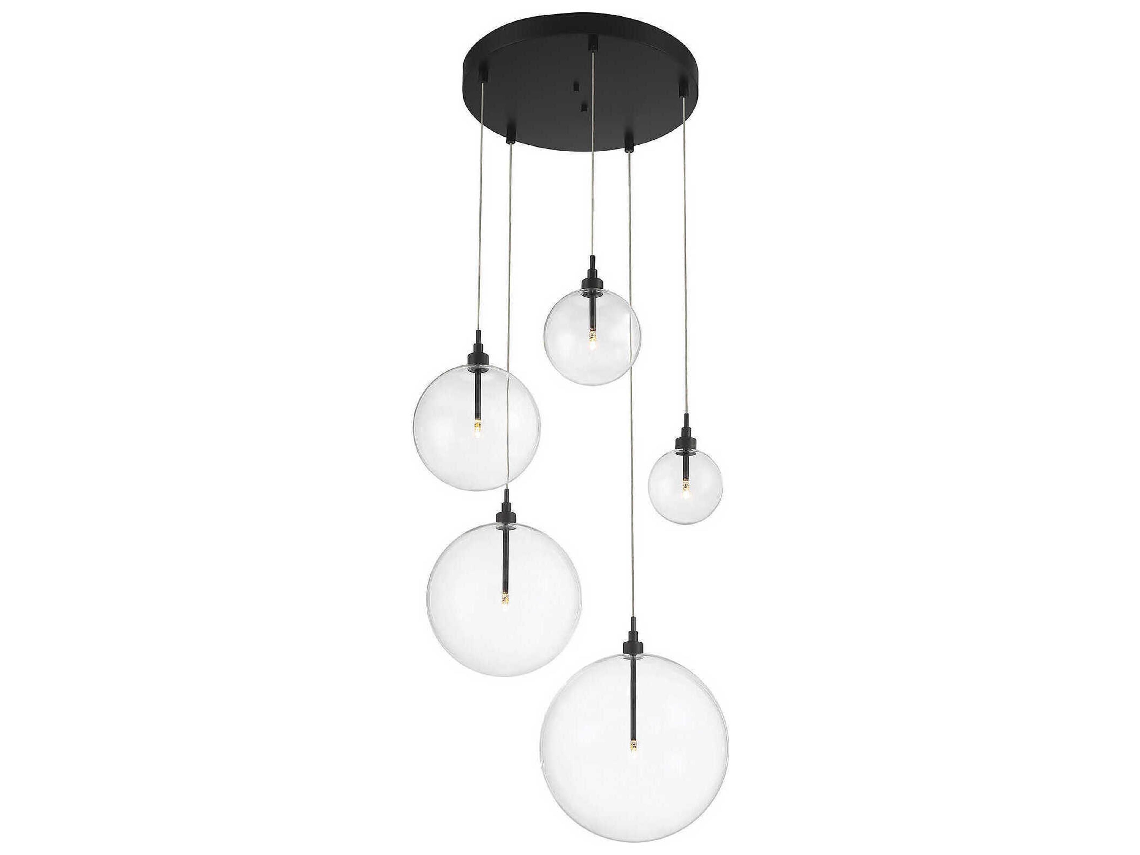 Savoy House Meridian 5-Light Oil Rubbed Bronze Glass LED Globe Pendant