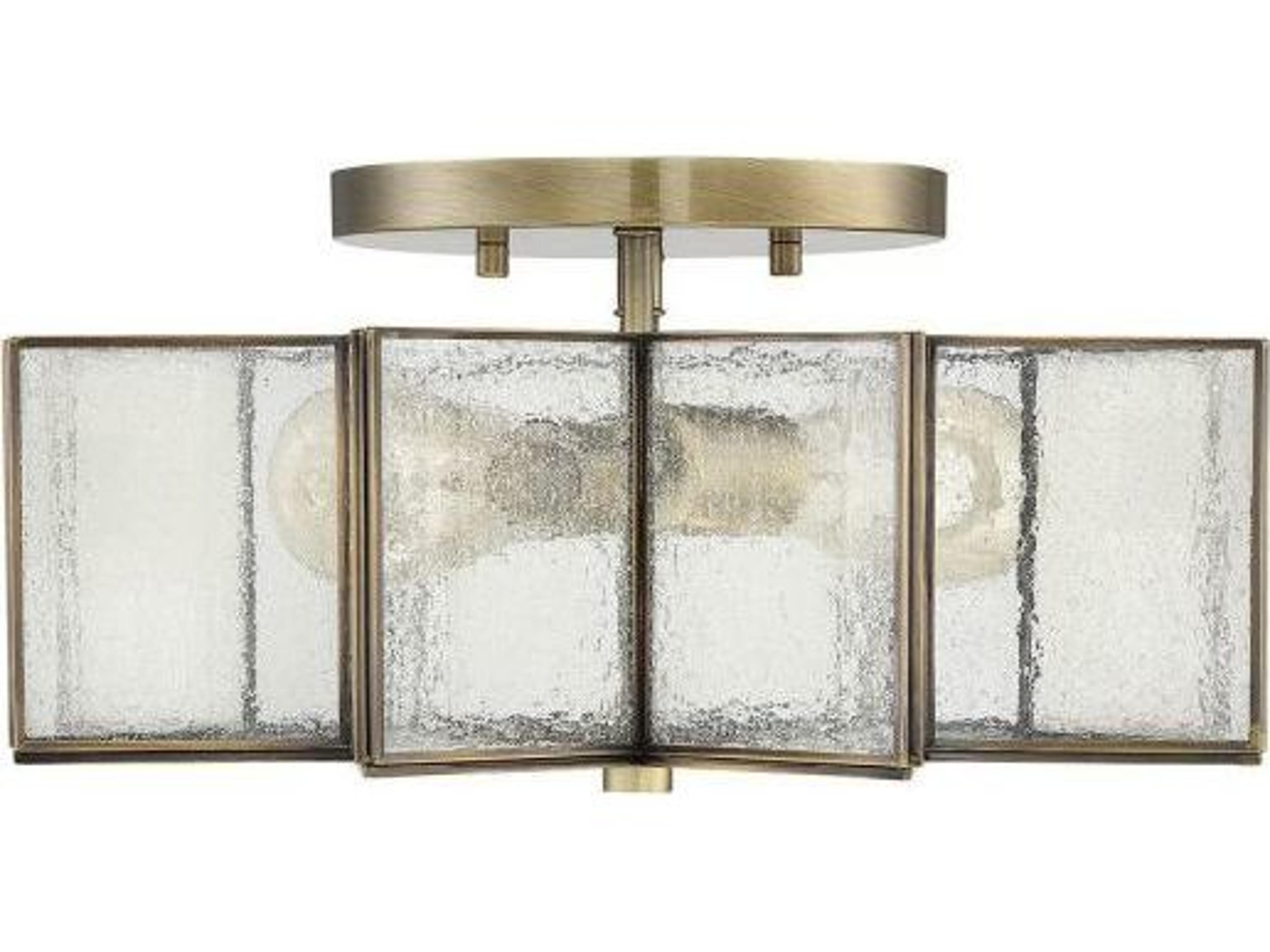 Savoy House Meridian 2-Light Natural Brass Glass Semi Flush Mount