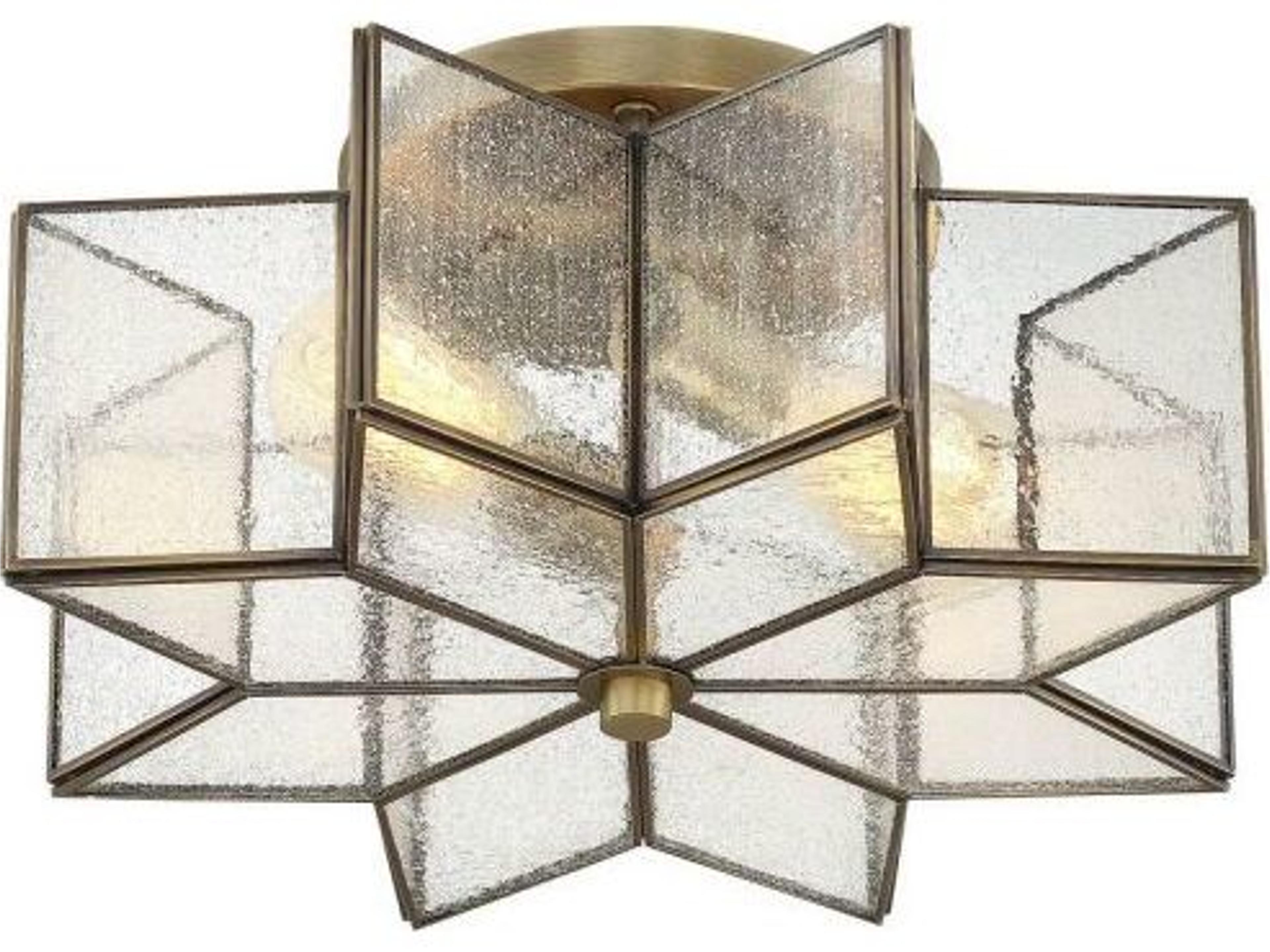 Savoy House Meridian 2-Light Natural Brass Glass Semi Flush Mount