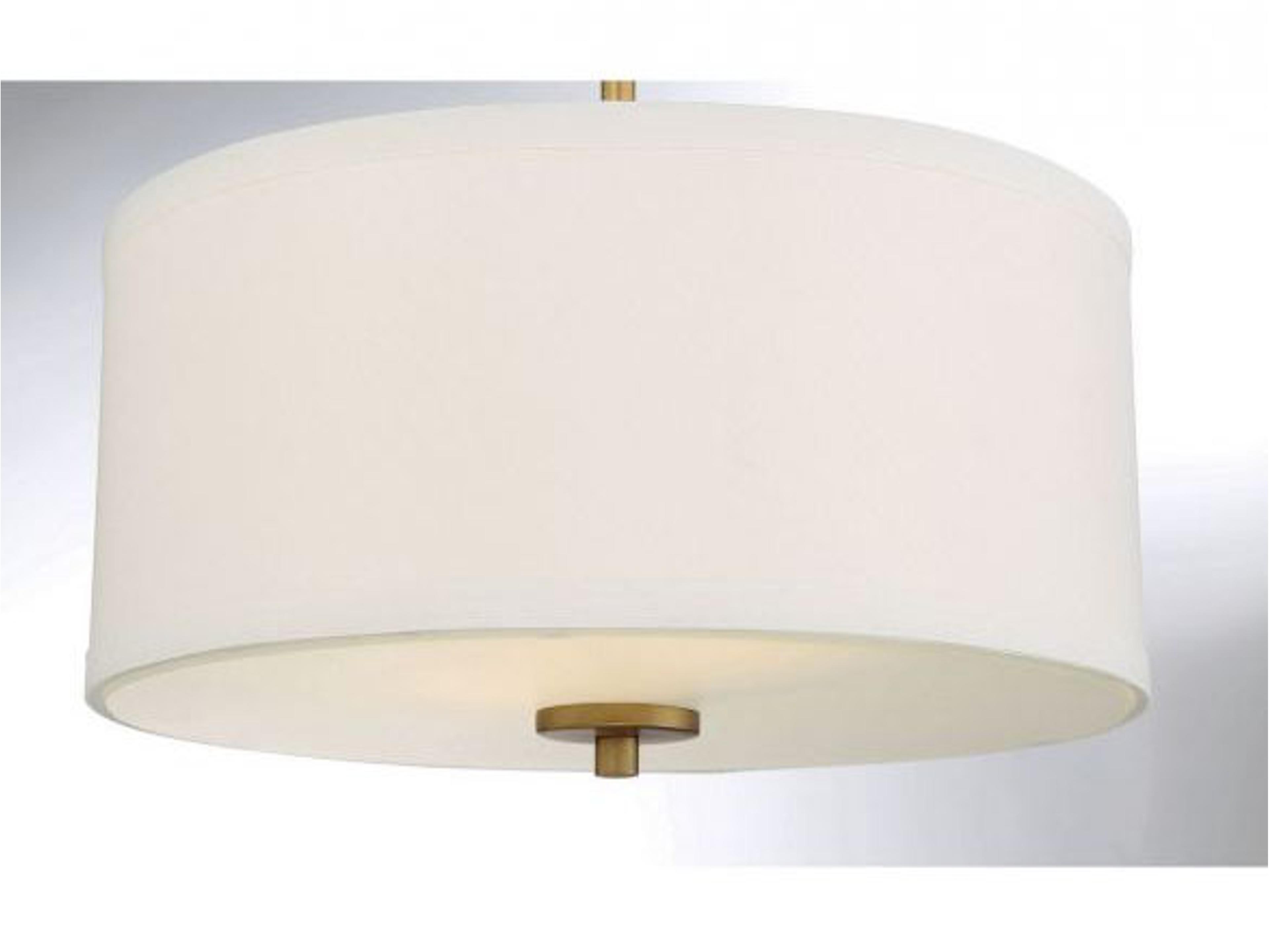 Savoy House Meridian 2-Light Natural Brass White Drum Semi Flush Mount