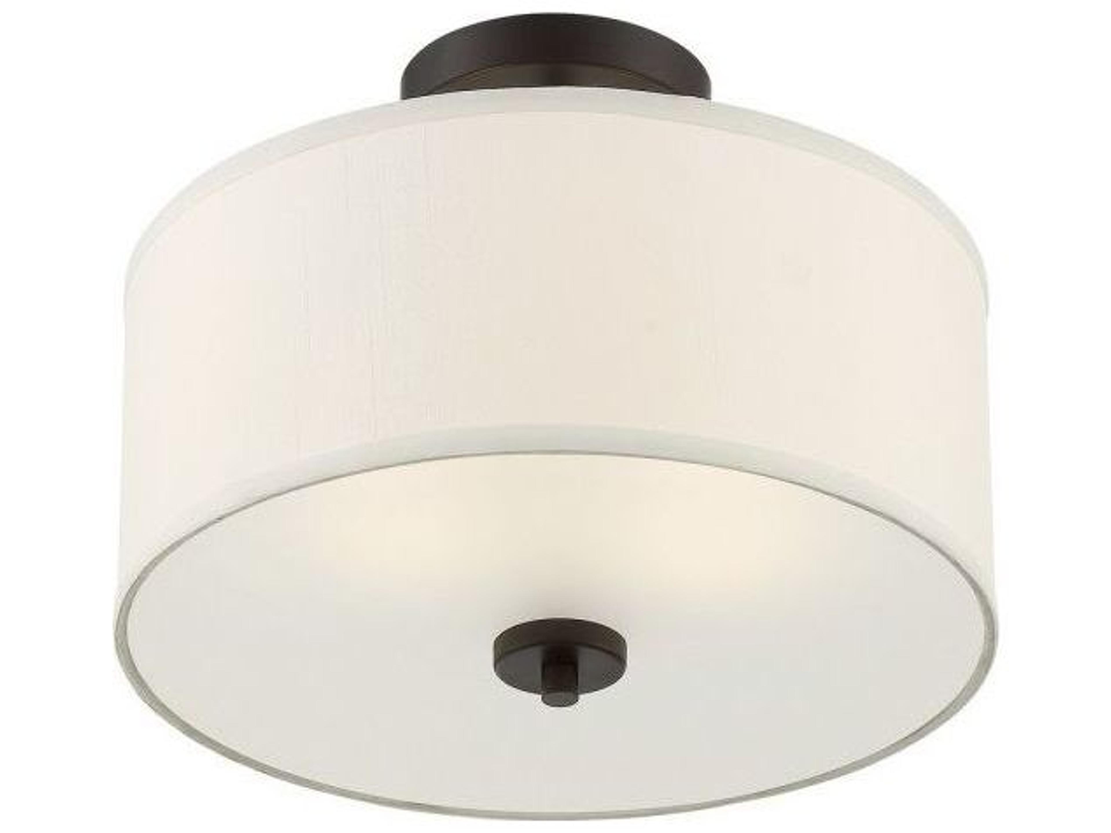 Savoy House Meridian 2-Light Oil Rubbed Bronze White Drum Semi Flush Mount