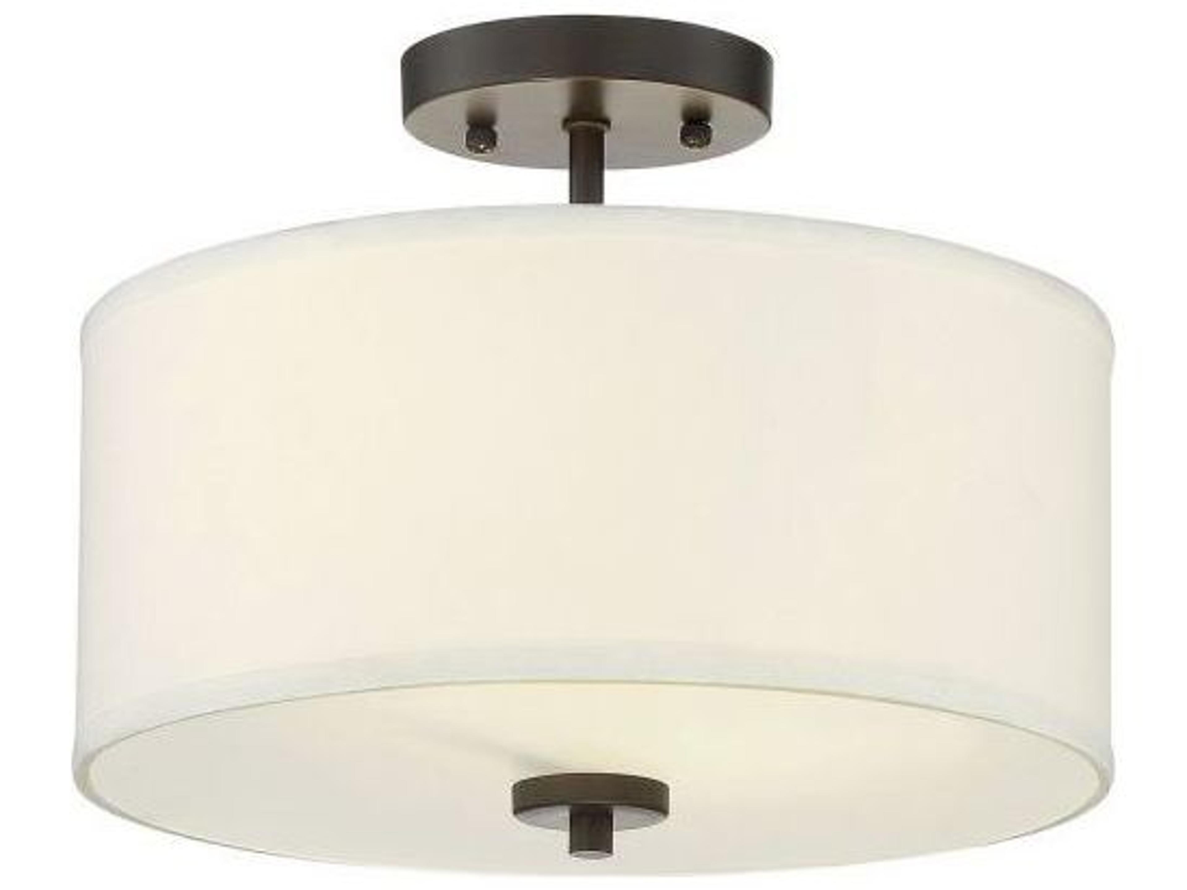 Savoy House Meridian 2-Light Oil Rubbed Bronze White Drum Semi Flush Mount