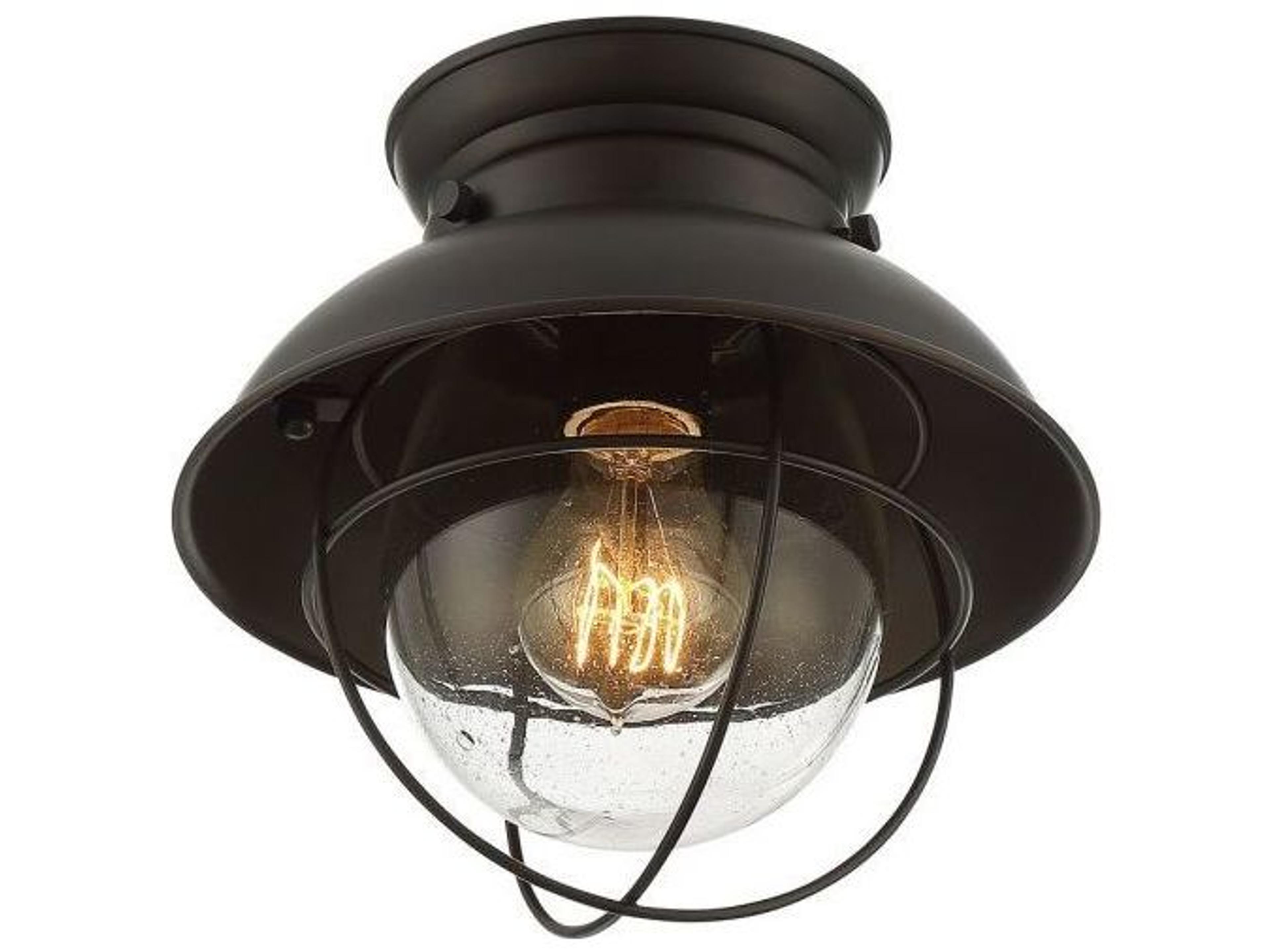 Savoy House Meridian 1-Light Oil Rubbed Bronze Glass Globe Geometric Flush Mount